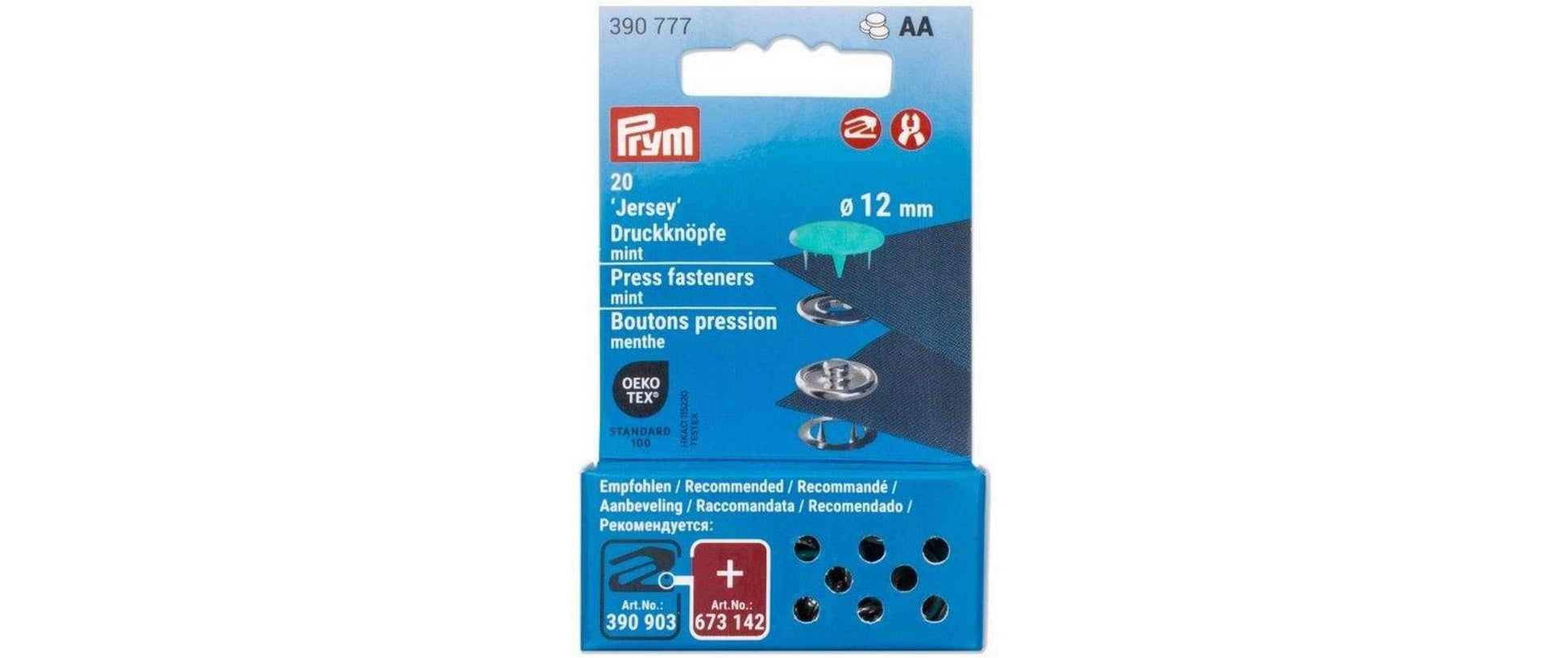 Prym Druckknöpfe Ø 12 mm – Messing, Mint, 20 Stück