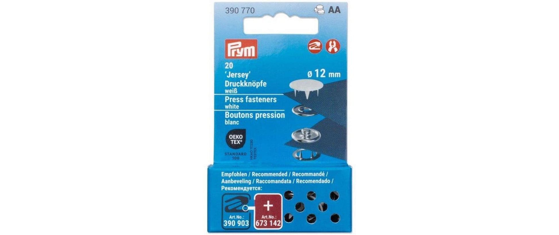 Prym Druckknöpfe Ø 12 mm – Jersey, Messing, Weiss, 20 Stück