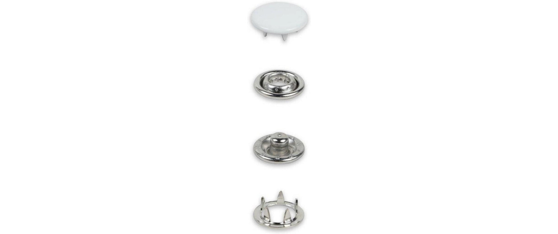 Prym Druckknöpfe Ø 12 mm – Jersey, Messing, Weiss, 20 Stück