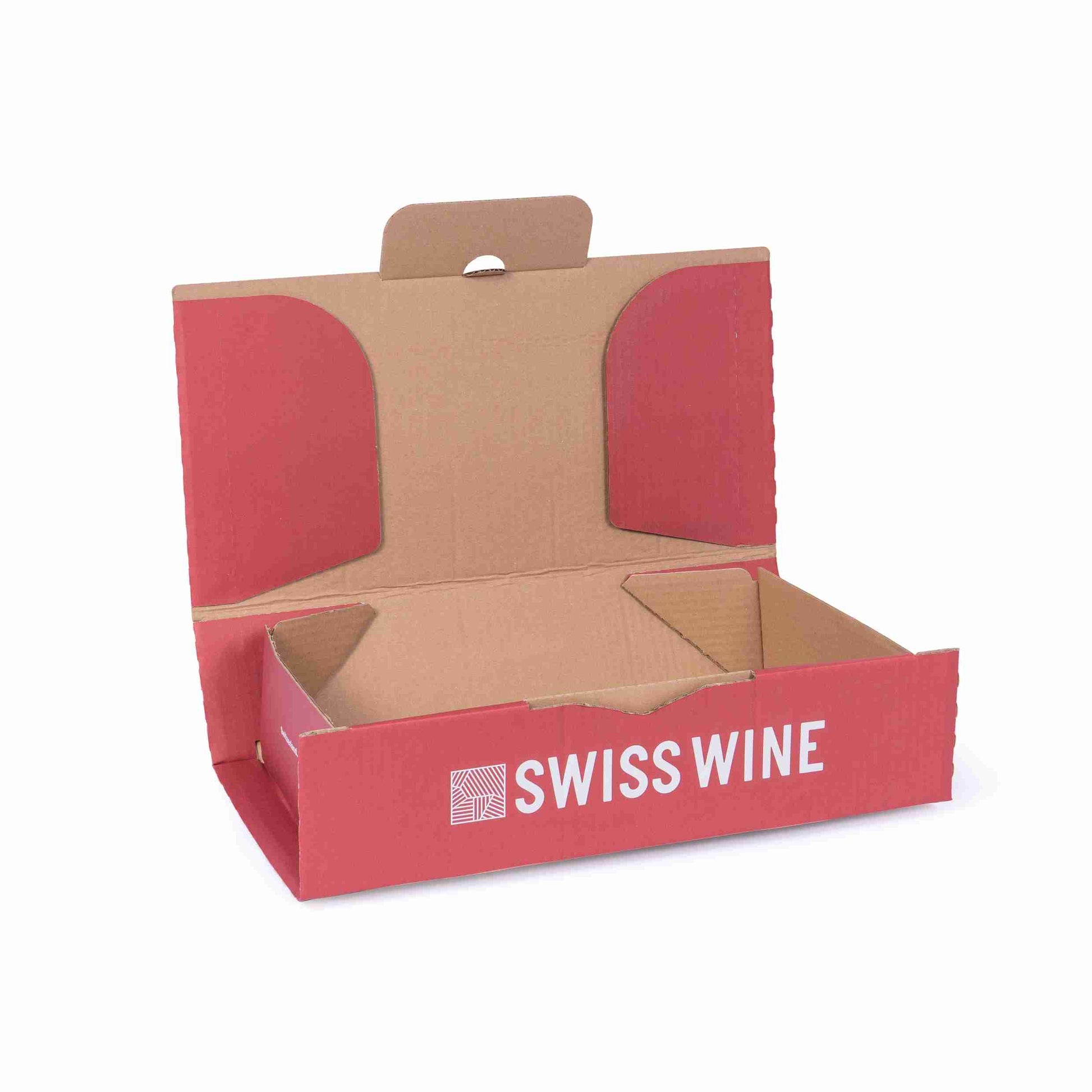 Swisswine Weinversandkarton – für 2 × 0,75 l, max. 310 mm & Ø90 mm – 327 × 200 × 100 mm – 1 Palette (900 Stk.)