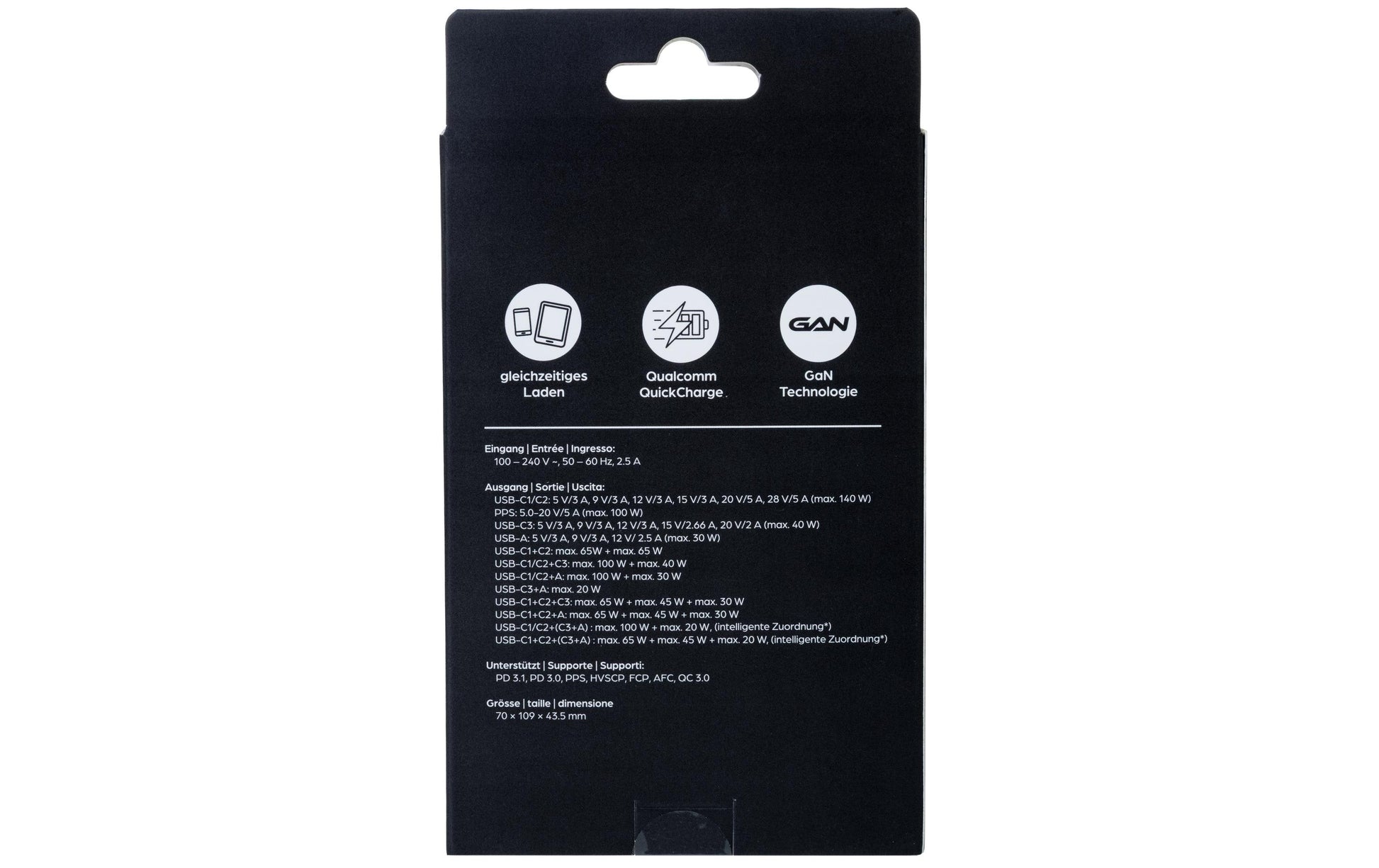 ONIT Netzteil (EU) – 140 W, 3× USB-C + 1× USB-A, PD, PPS, QC, GaN – für Smartphones, Tablets, Laptops