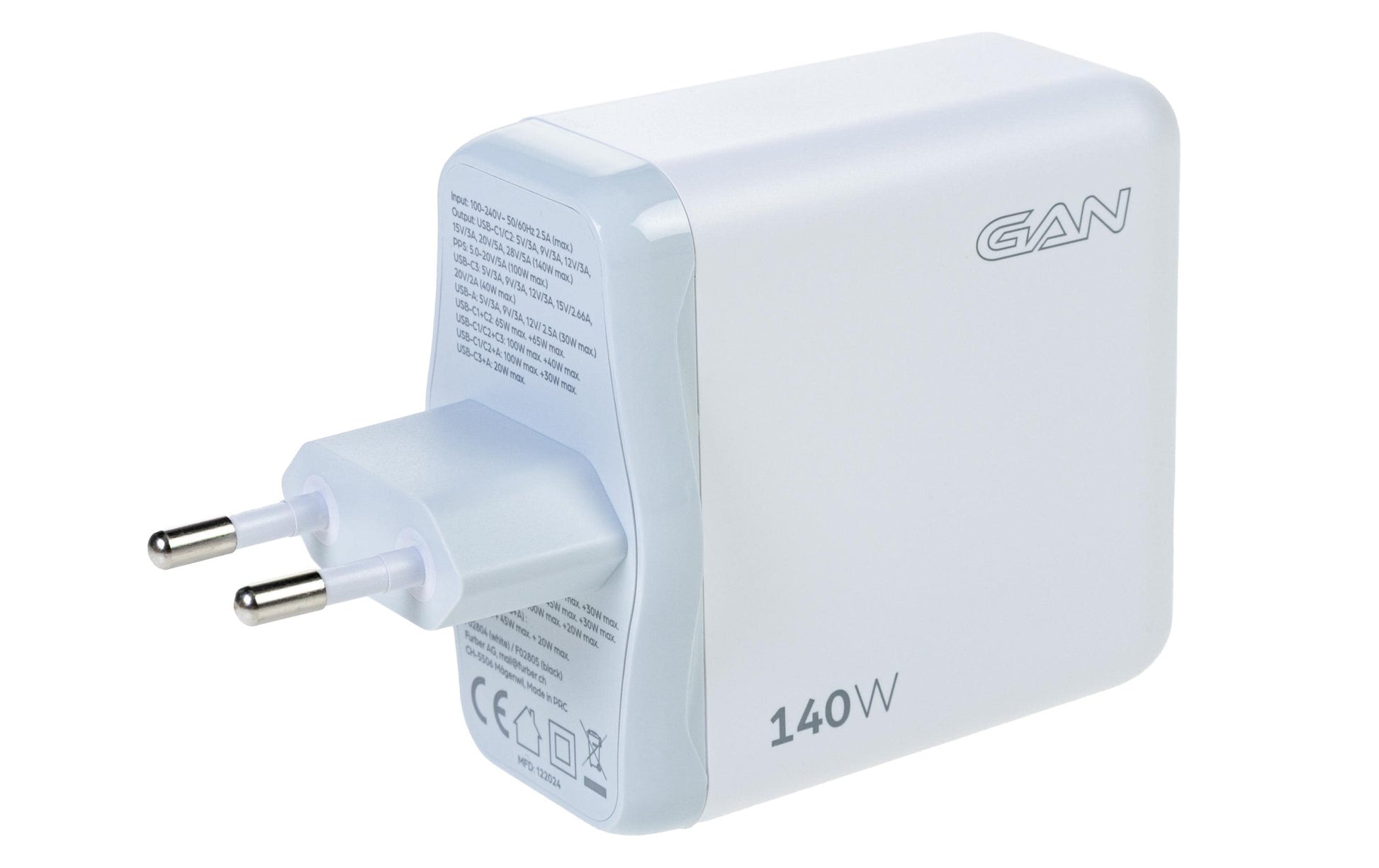 ONIT Netzteil (EU) – 140 W, 3× USB-C + 1× USB-A, PD, PPS, QC, GaN – für Smartphones, Tablets, Laptops