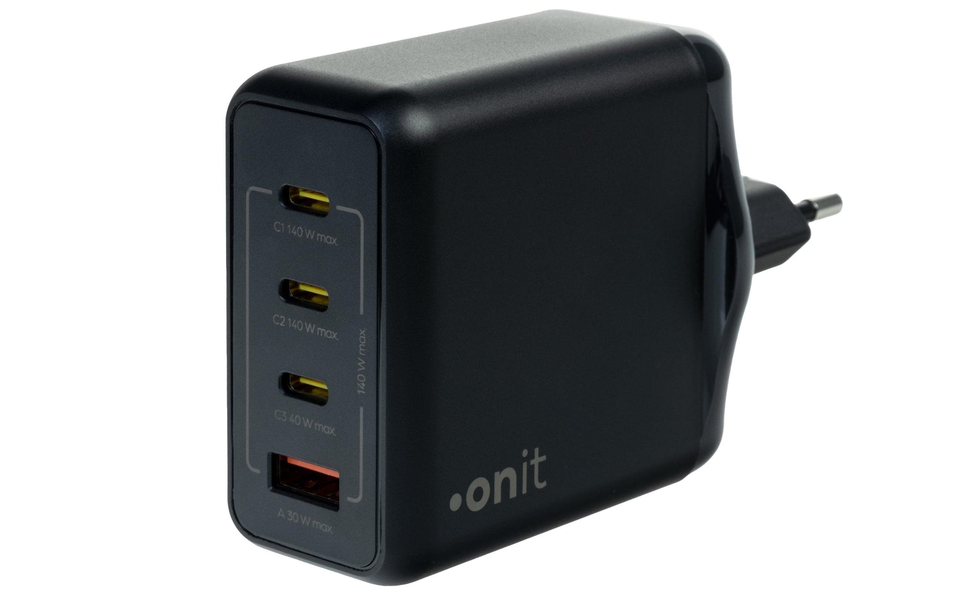 ONIT GaN-Netzteil – 140 W, 3× USB-C + 1× USB-A, PD, PPS, QC