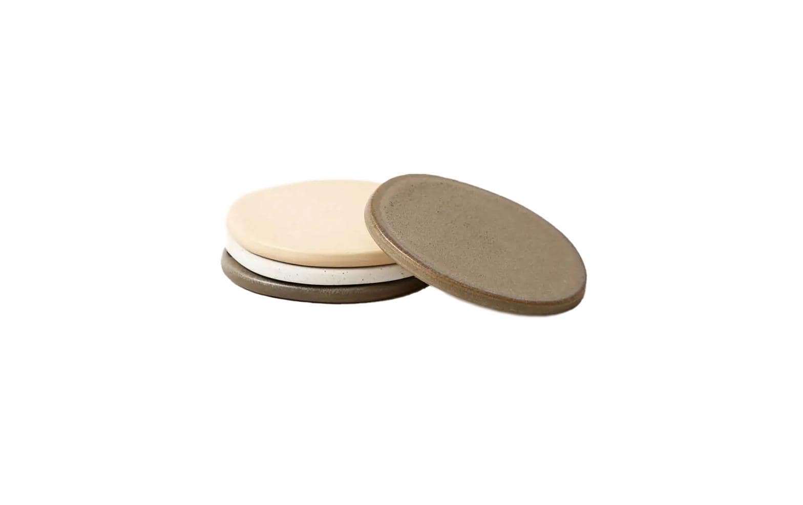 Esmée Keramikuntersetzer – 4er Set, Ø 9,5 cm, H 0,5 cm, Weiss/Braun, rutschfest, für Gläser