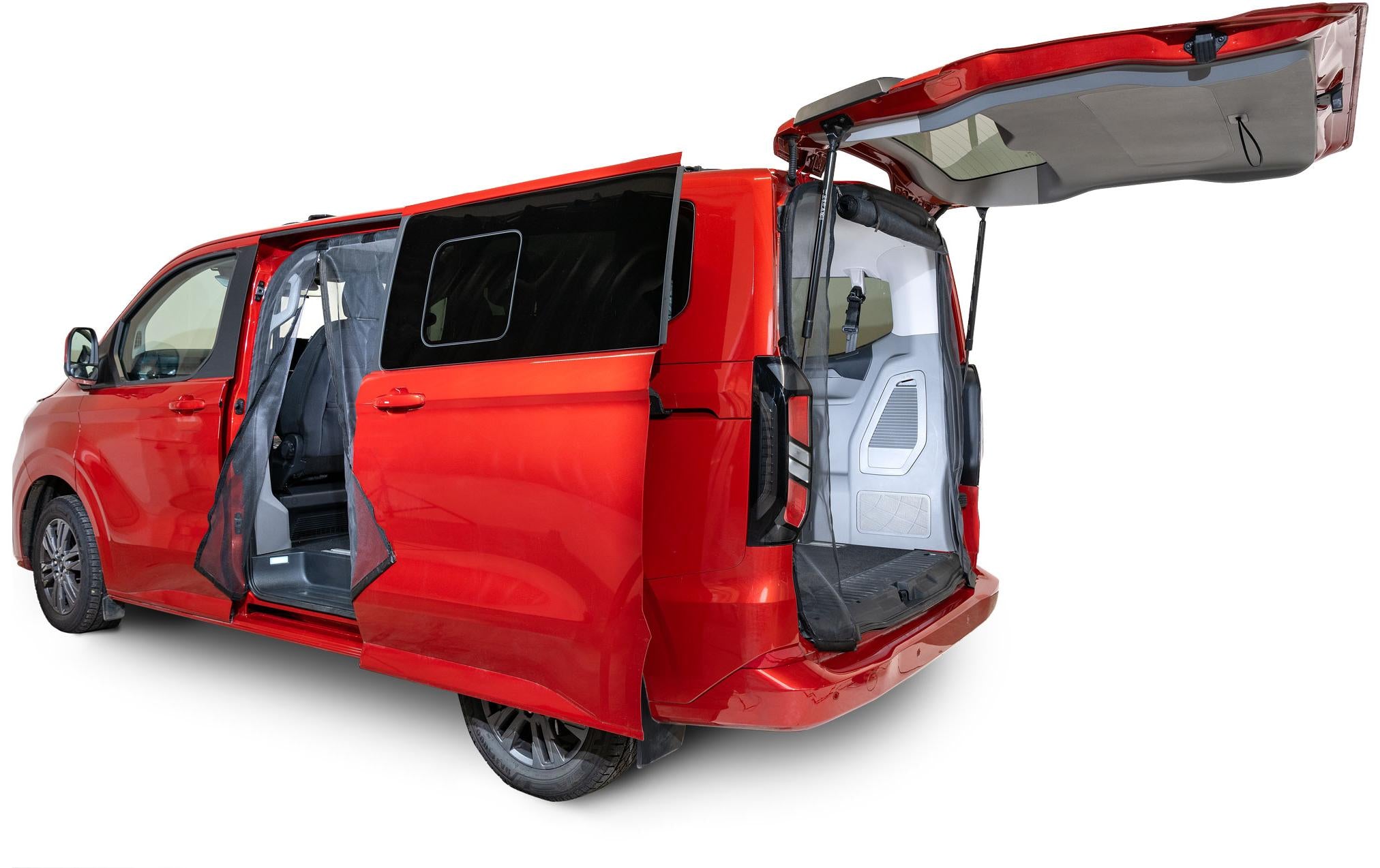 Van quito Schiebetürmoskitonetz – Magnetreissverschluss, Fahrerseite links – für Ford Custom V710 – Schwarz