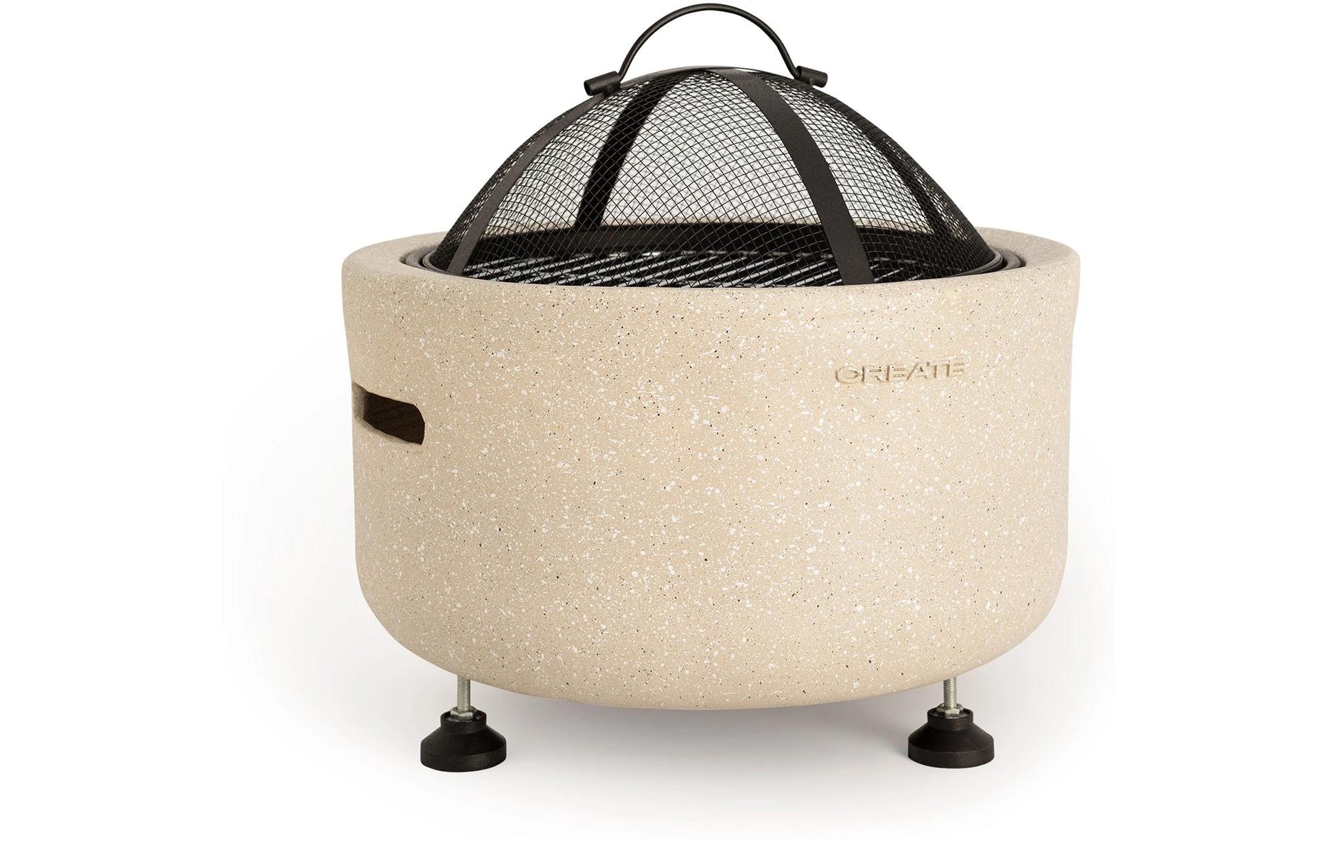 Create Grill Tischgrill FIRE BOWL – 44×44×32 cm, Indirektes Grillieren, Schutzgitterdeckel – Beige