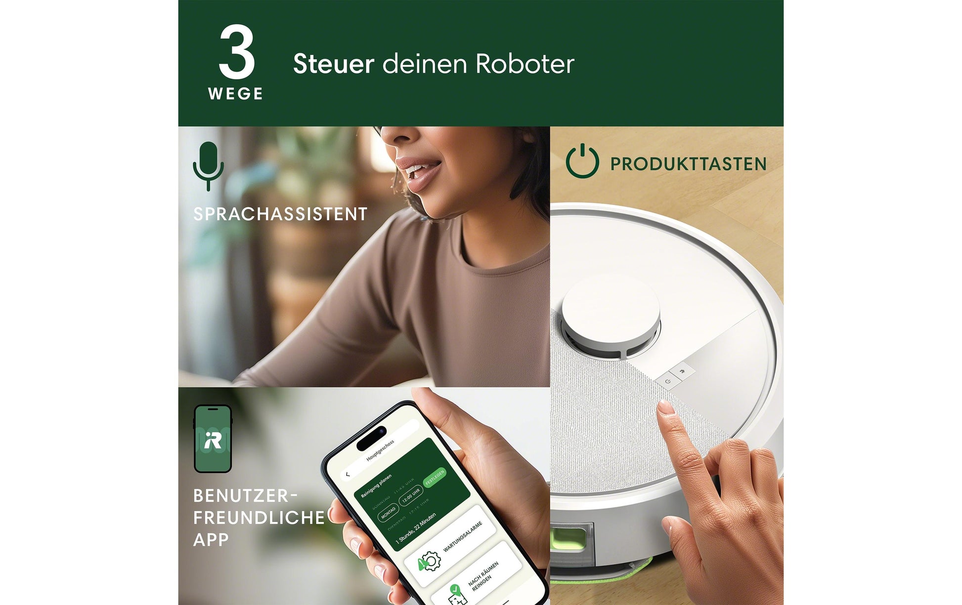 iRobot Roboterstaubsauger Roomba 105 – 0,2 l, Akkubetrieb, 3 Stufen, 33,1 × 33,5 × 10,4 cm