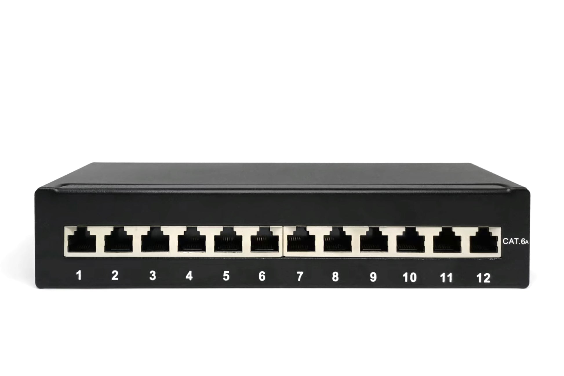 Digitus DESKTCAT6A – Patchpanel, geschirmt, 12× RJ-45, Cat-6A, 10 Gbit/s, Desktop, Schwarz
