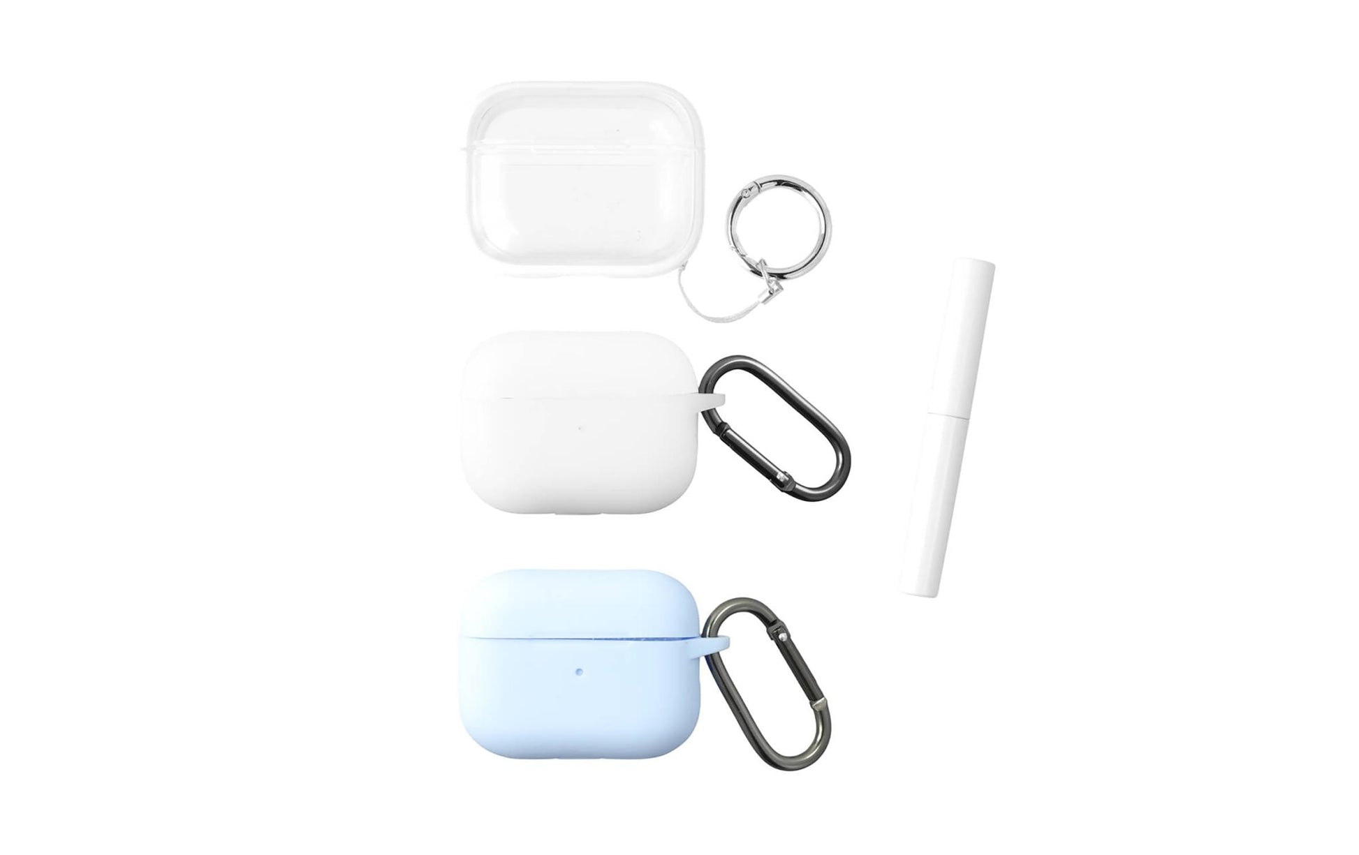 4smarts Case Set Omega – Schutzhülle – für AirPods Pro 2 – Kunststoff/Silikon, Hellblau, Weiss – 3er-Set