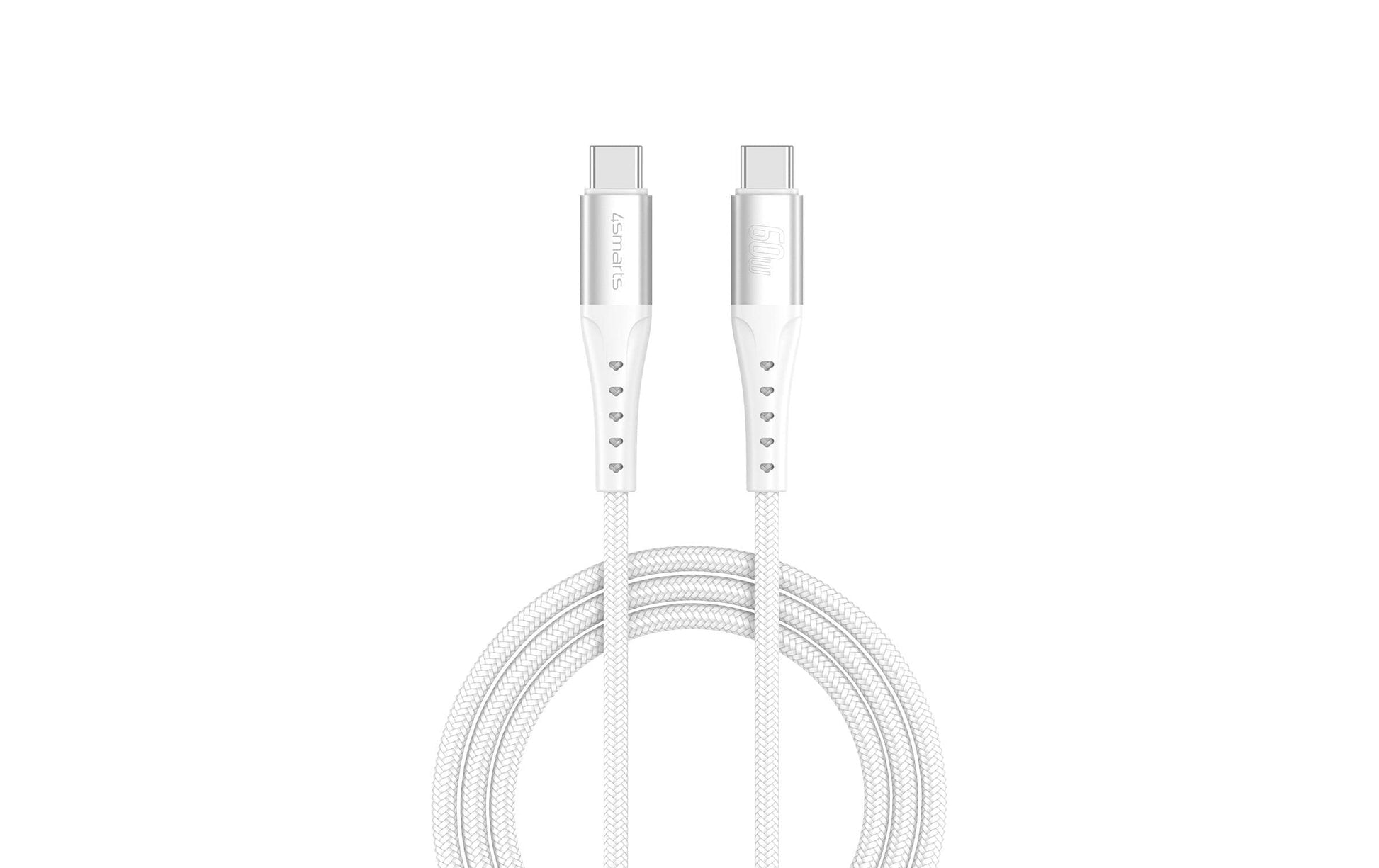 4smarts USB-C auf USB-C Kabel – USB 2.0 (480 Mbit/s) – 1,5 m – PD 60 W – Weiss – für Nintendo Switch und mehr
