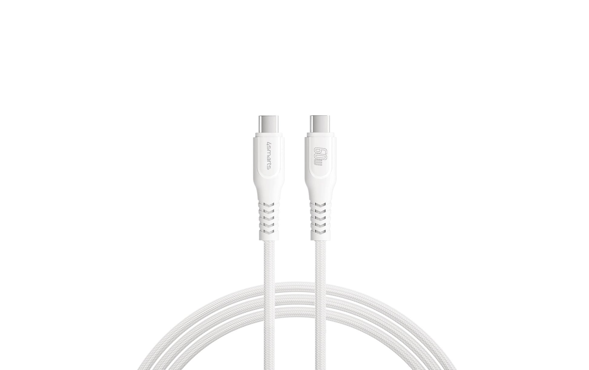 4smarts USB-C auf USB-C Kabel – USB 2.0 (480 Mbit/s) – 1,5 m – PD 60 W – Geflochten – Weiss