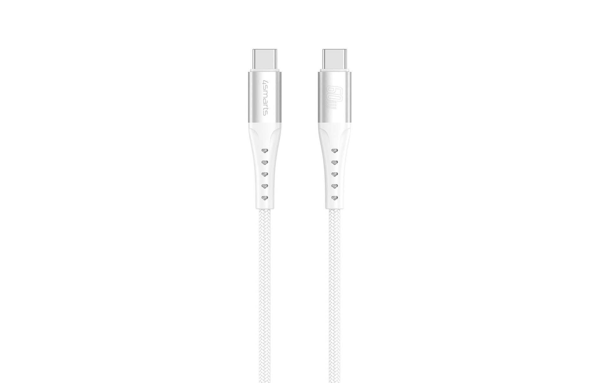 4smarts USB-C auf USB-C Kabel – USB 2.0 (480 Mbit/s) – 1,5 m – PD 60 W – Weiss – für Nintendo Switch und mehr