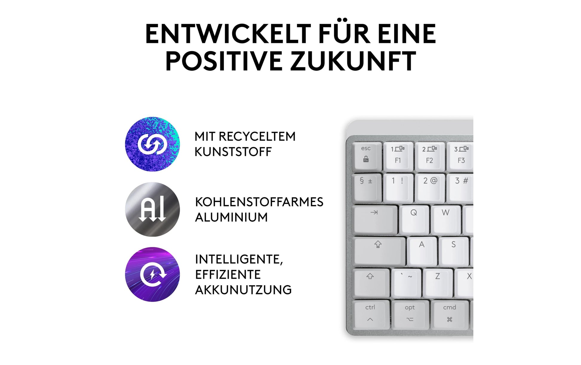 Logitech MX Mechanical Mini – Tastatur, kabellos (Bluetooth/2,4 GHz), CH-Layout (DE-CH), TKL – für macOS