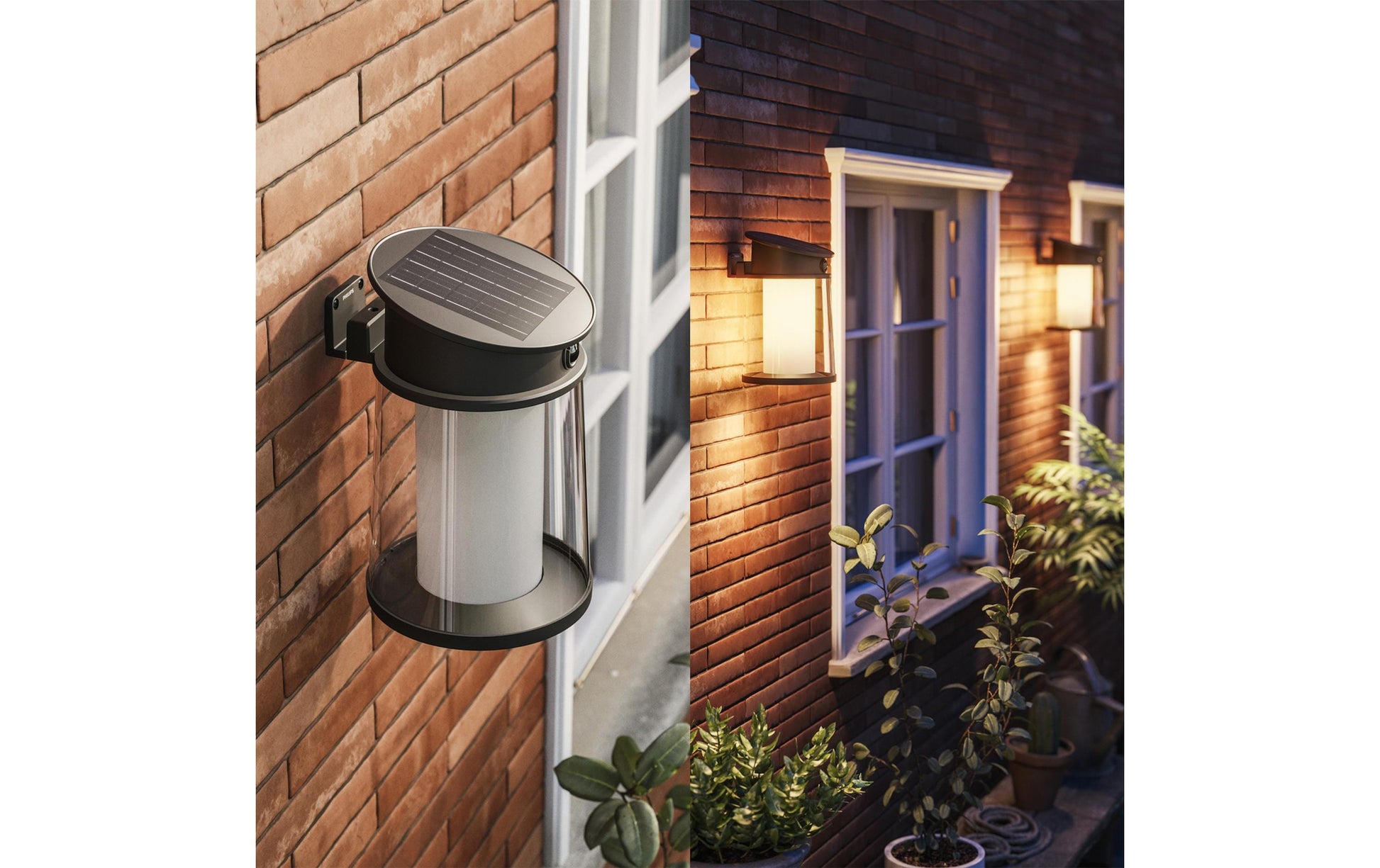 Philips Aussenwandleuchte – Warmweiss, 2700 K – IP44 – Solarbetrieb – mit Bewegungsmelder – Schwarz, Metall