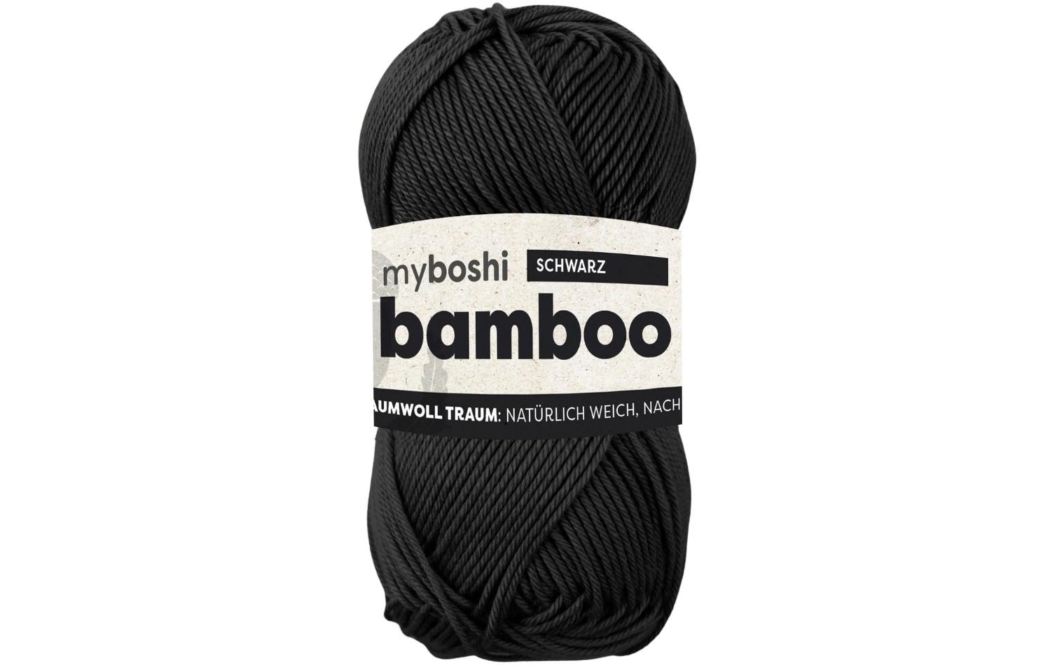 myBoshi Bambuswolle Schwarz – 50 g, 125 m, 60% Bambus/40% Baumwolle, Nadel 4 mm