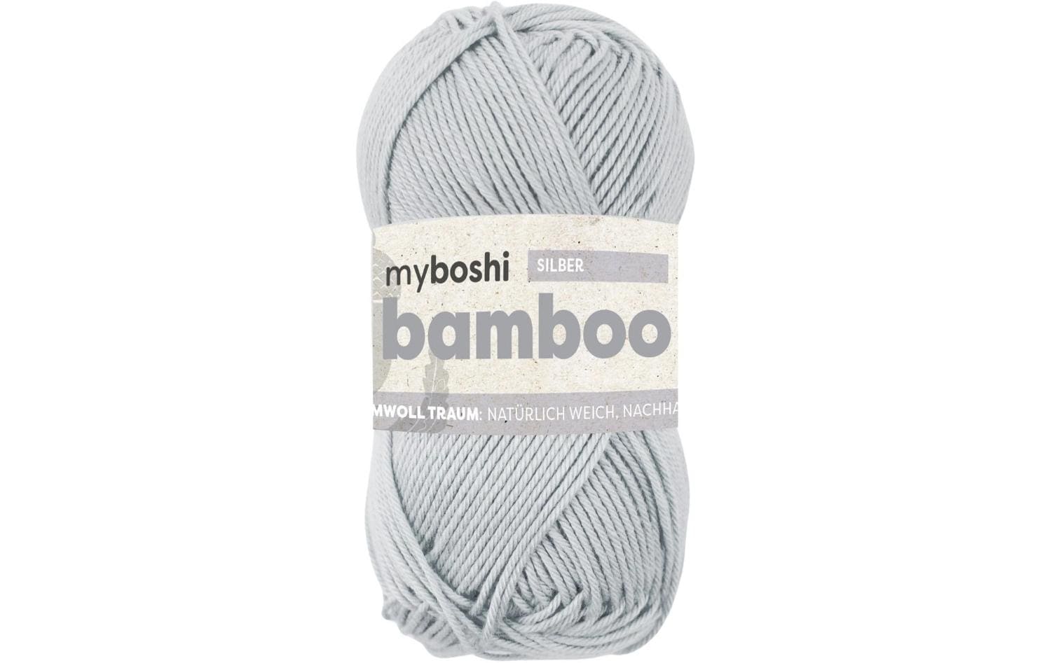 myBoshi Bambuswolle Silber – 50 g, 125 m, Nadel 4 mm, 60% Bambus/40% Baumwolle, 1 Stk.