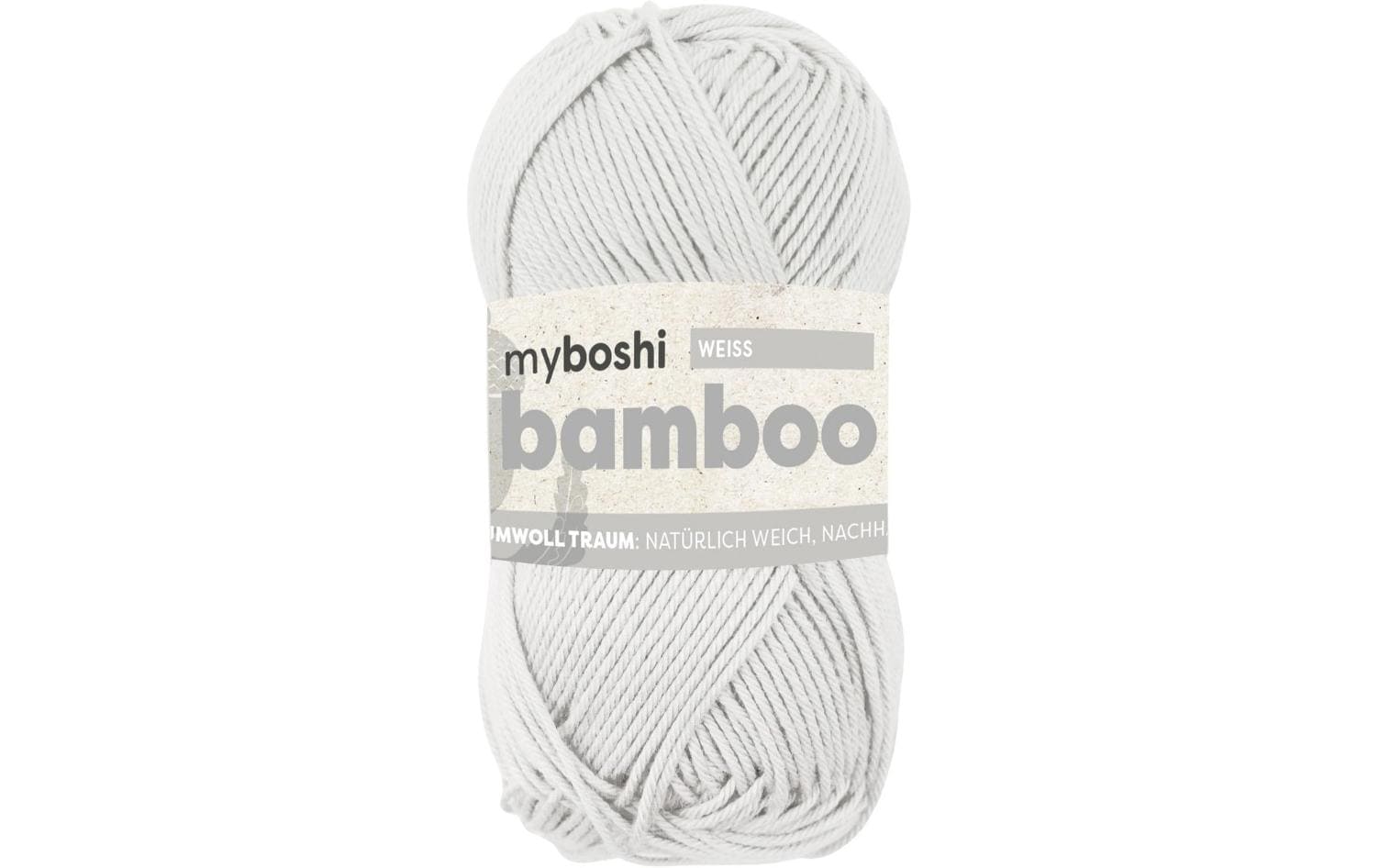 myBoshi Bambuswolle Weiss – 50 g, 125 m, Nadel 4 mm, 60% Bambus/40% Baumwolle