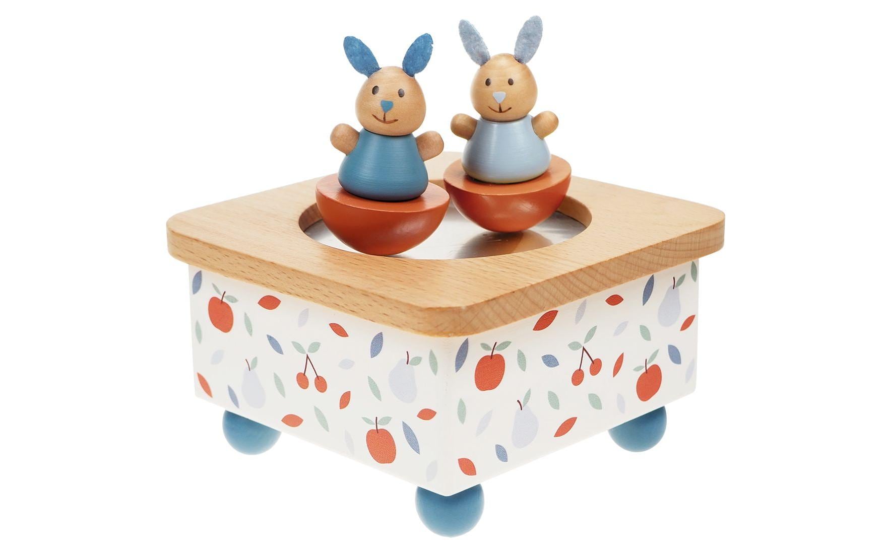 Spielba Holzspielwaren Spielba Spielzeug-Musikinstrument Hase – 11,5 × 7,3 × 11,5 cm – ab 3 J. – FSC-Holz – mehrfarbig