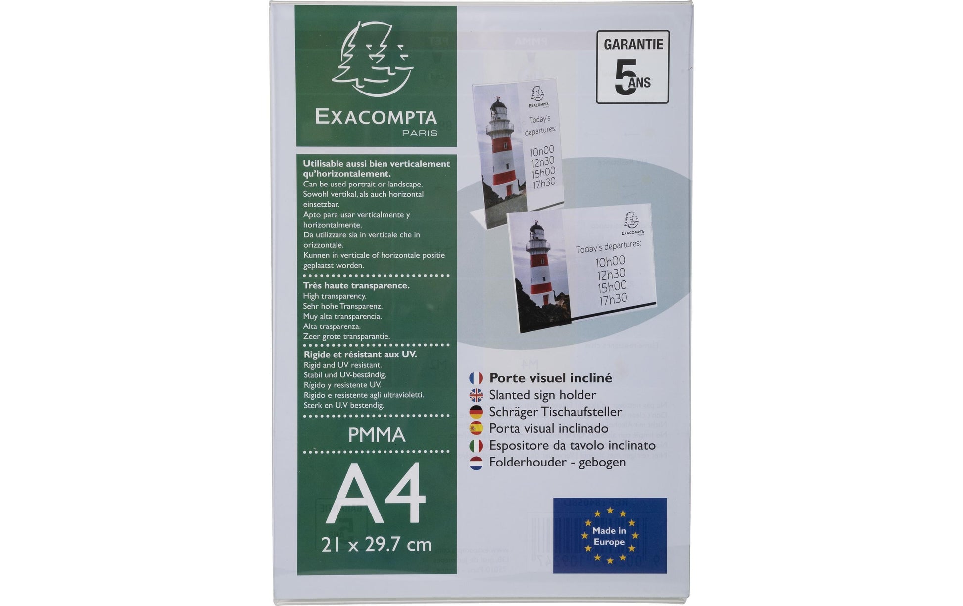 Exacompta Tischaufsteller – für A4 – 1 Fach – Hochformat – transparent – Acryl – 210×305×83 mm