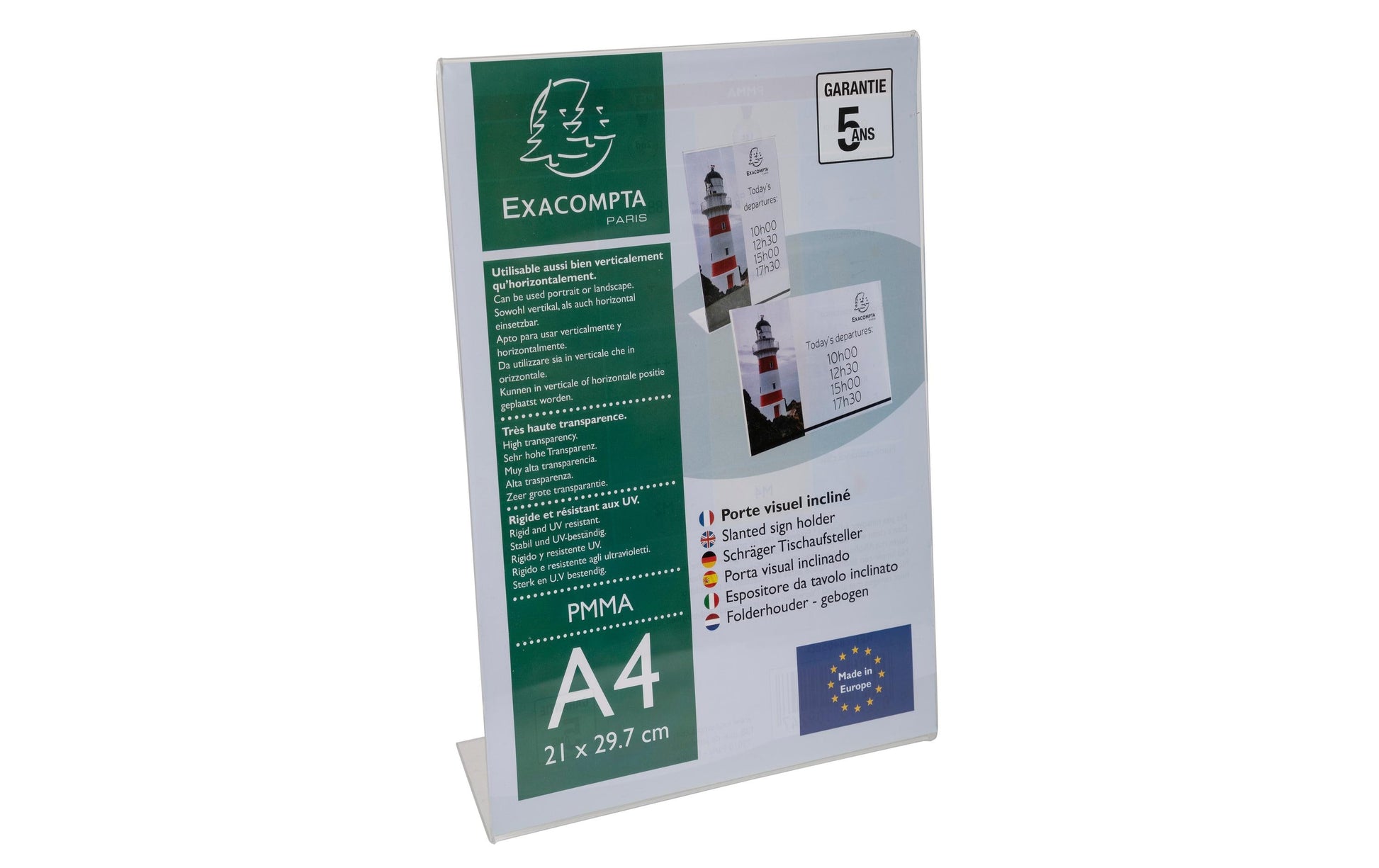 Exacompta Tischaufsteller – für A4 – 1 Fach – Hochformat – transparent – Acryl – 210×305×83 mm