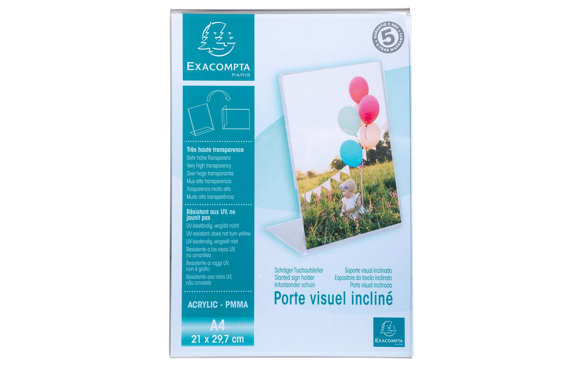 Exacompta Tischaufsteller – für A4 – 1 Fach – Hochformat – transparent – Acryl – 210×305×83 mm
