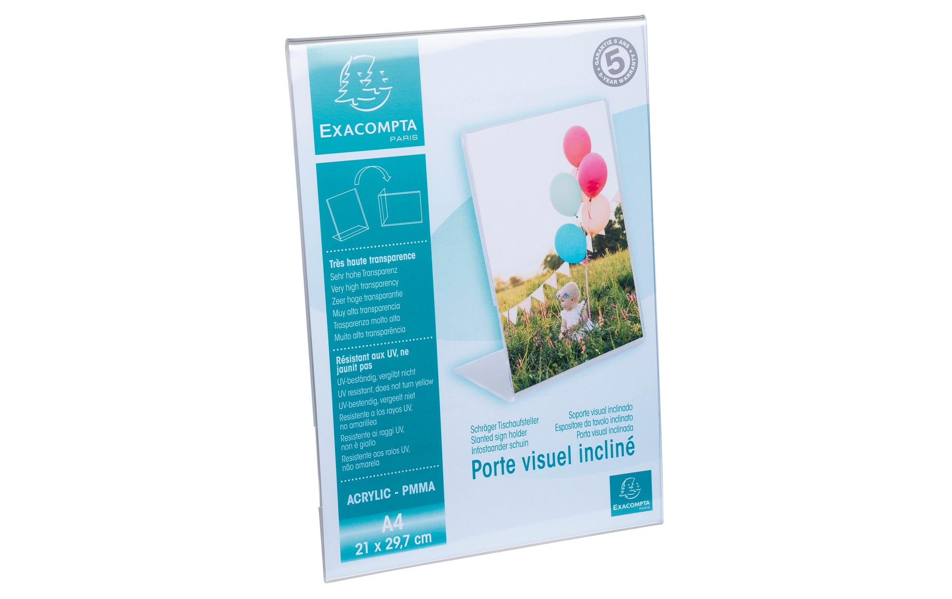Exacompta Tischaufsteller – für A4 – 1 Fach – Hochformat – transparent – Acryl – 210×305×83 mm