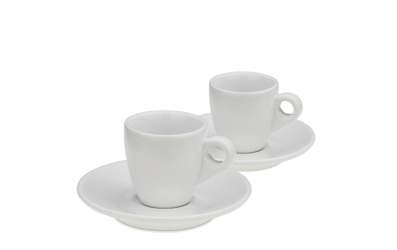 Kela Espressotasse – 50 ml, Ø 12,0 cm, Keramik, Weiss, mit Unterteller, Löffel