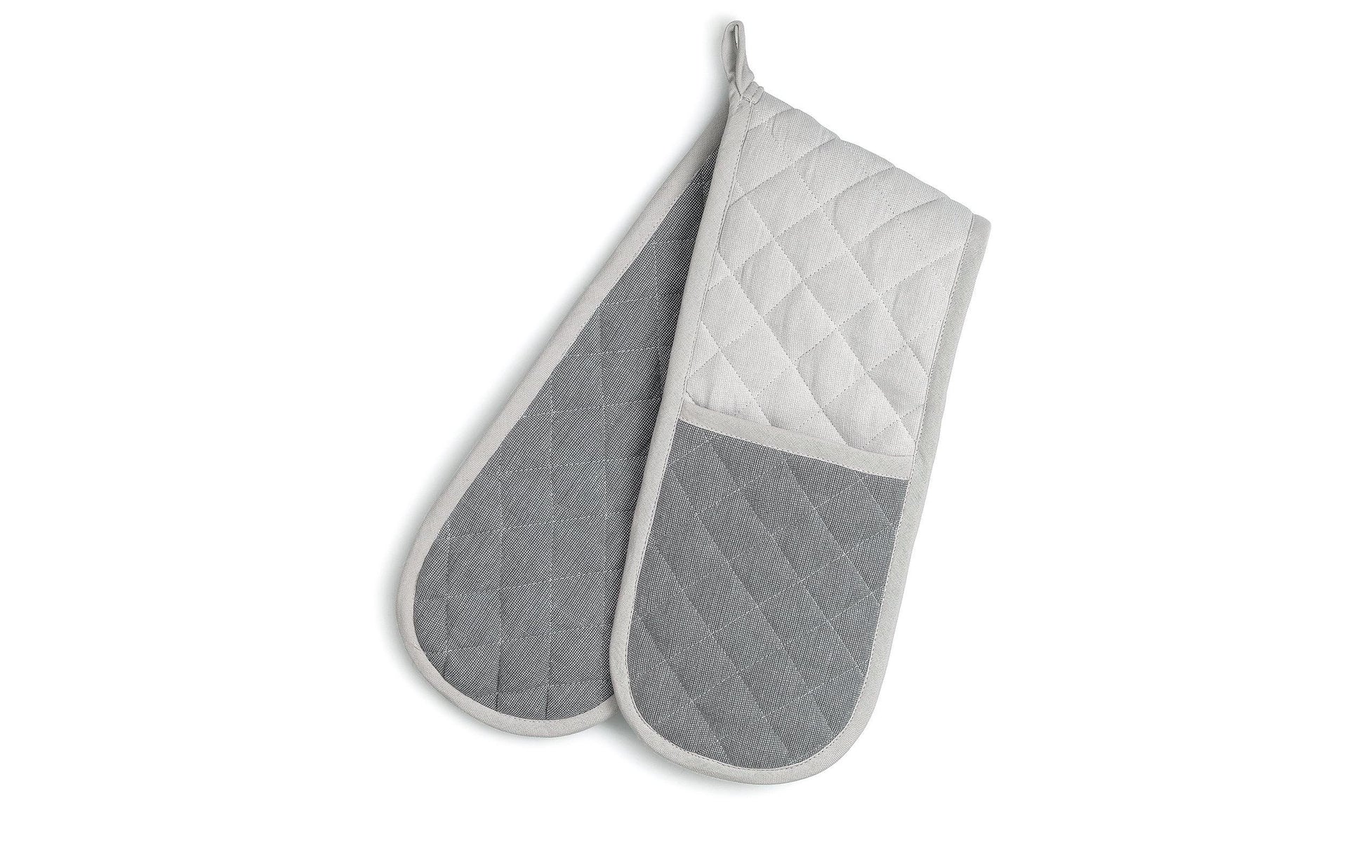 Kela Ofenhandschuhe 18 × 90 cm, Baumwolle, Grau/Hellgrau, Grösse S/M