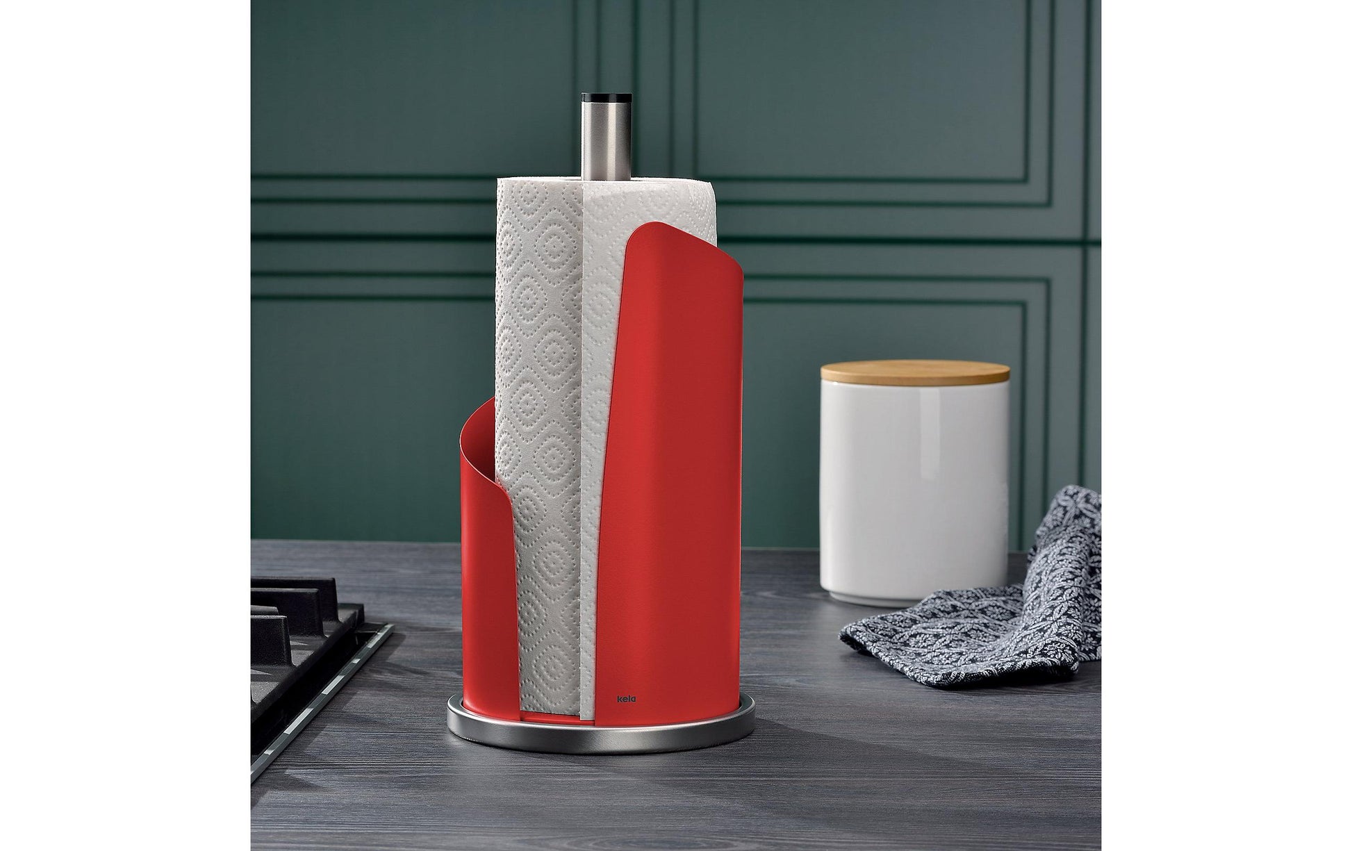 Kela Küchenrollenhalter Metall, Ø 15 × 32 cm, rot