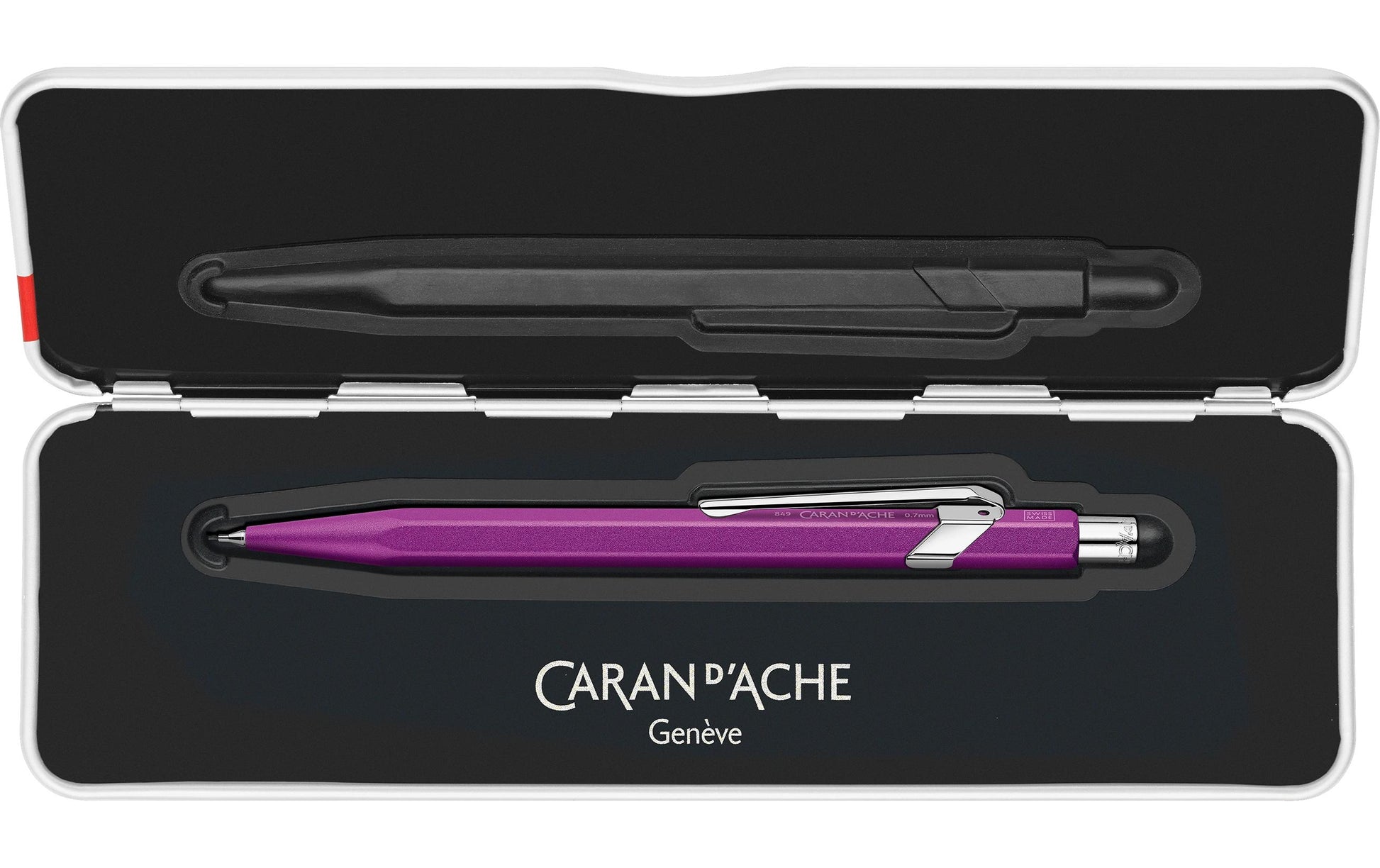 Caran d-Ache 849 Colormat-X Druckbleistift – 0,7 mm – Aluminium – Blau – mit Radierer