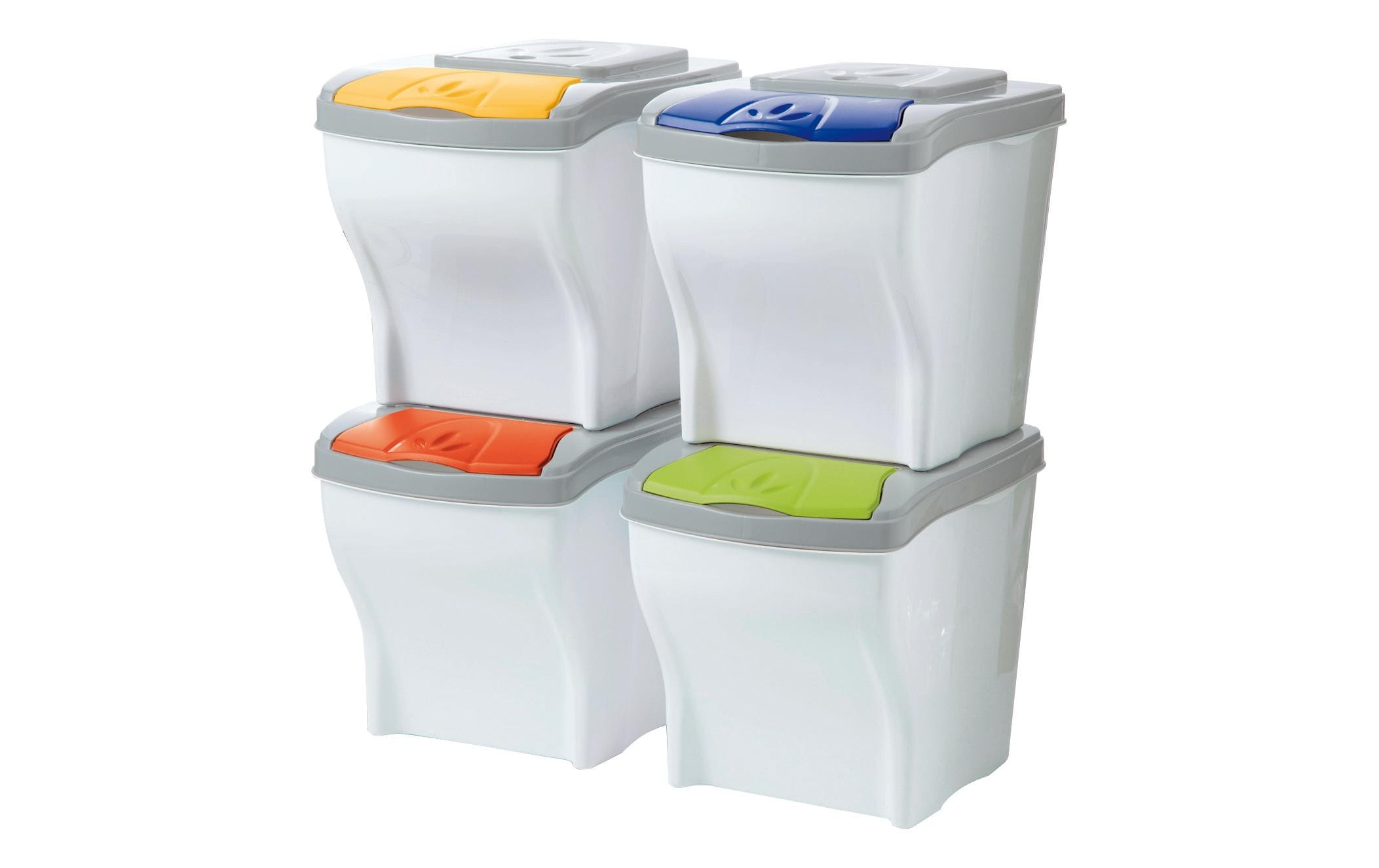 Edi Baur – Systempapierkorb – 20 + 20 + 20 + 20 l, Kunststoff, mehrfarbig – B × H × T 280 × 400 × 300 mm