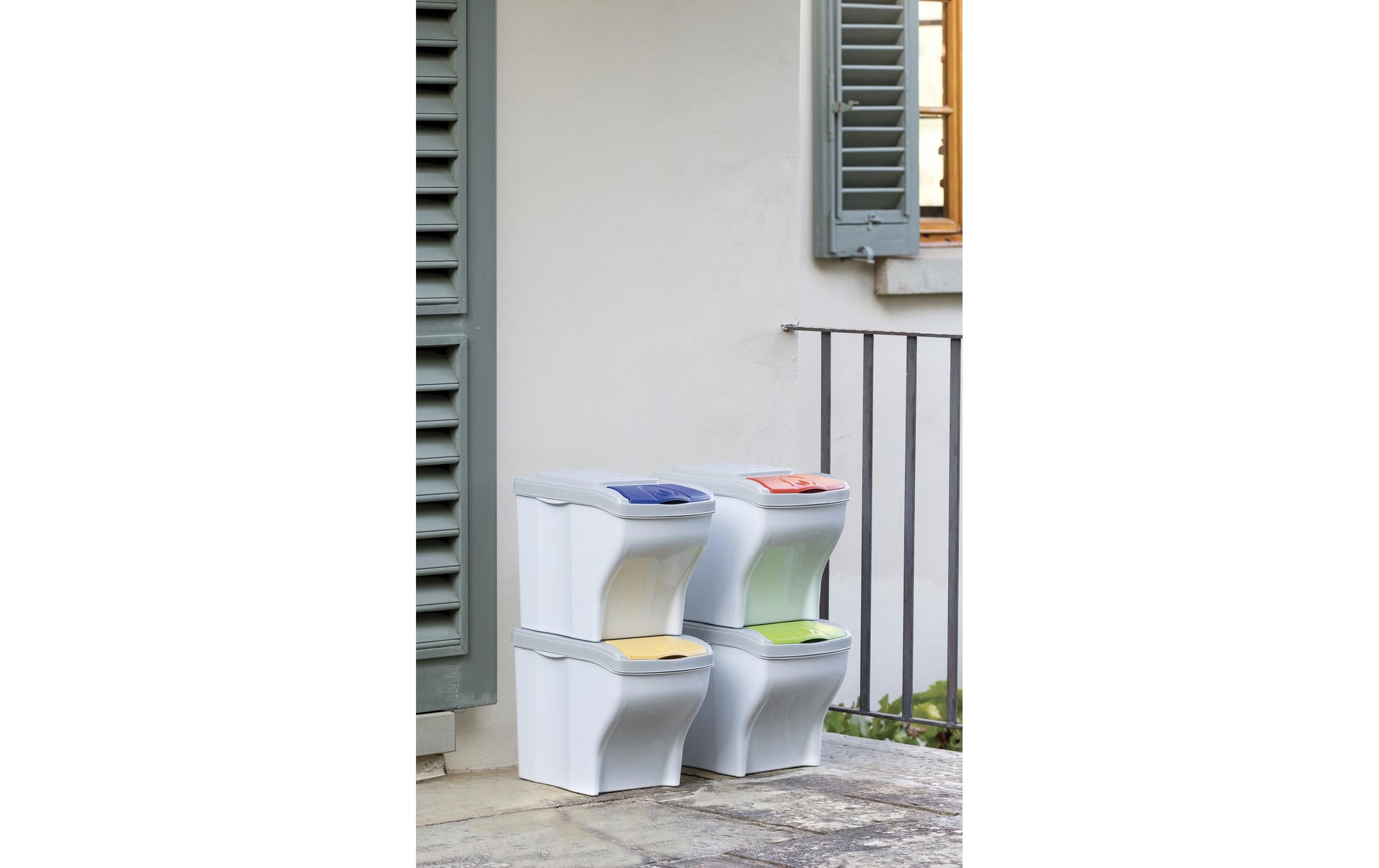 Edi Baur – Systempapierkorb – 20 + 20 + 20 + 20 l, Kunststoff, mehrfarbig – B × H × T 280 × 400 × 300 mm