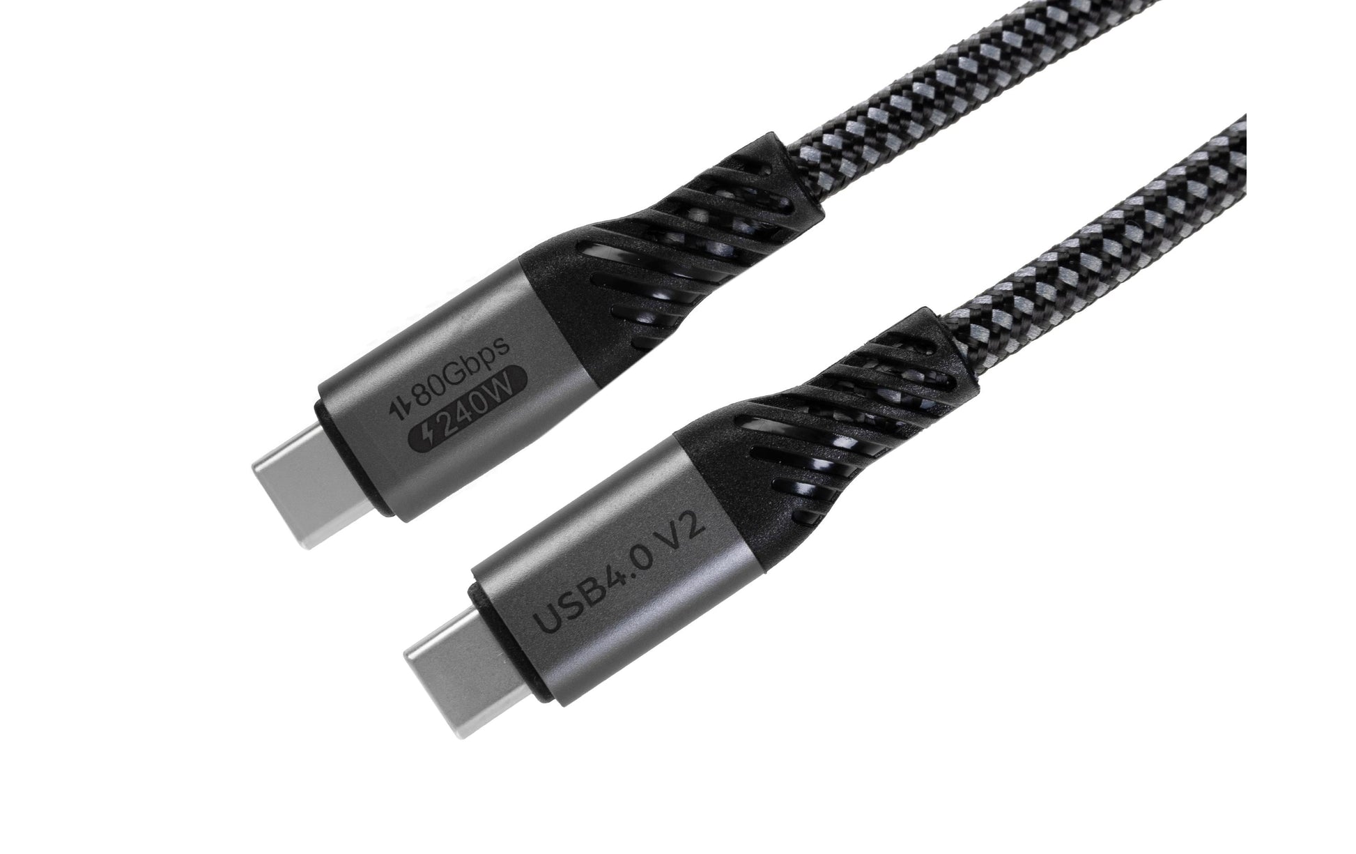 ONIT USB-C auf USB-C Kabel – USB4 80 Gbit/s – 0,5 m – PD 240 W – Textilmantel – Schwarz/Grau
