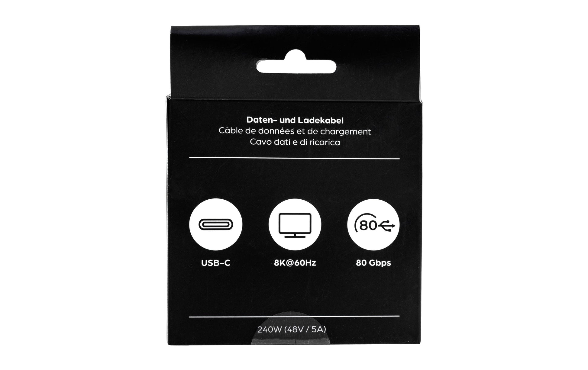 ONIT USB-C auf USB-C Kabel – USB4 80 Gbit/s – 0,5 m – PD 240 W – Textilmantel – Schwarz/Grau