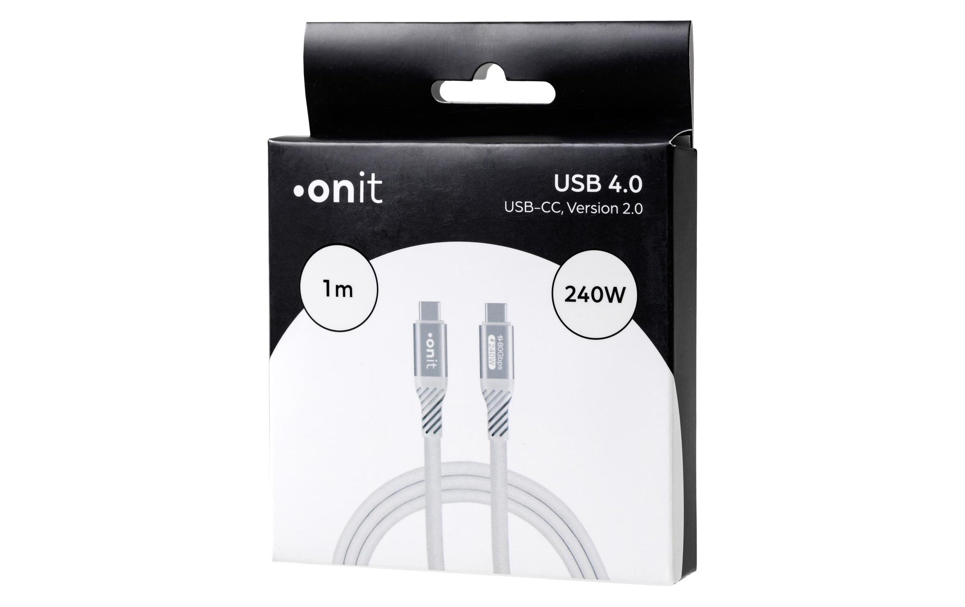 ONIT USB-C auf USB-C Kabel – USB4 80 Gbit/s – 1 m – PD 240 W – Textilmantel, Verstärkt – Weiss