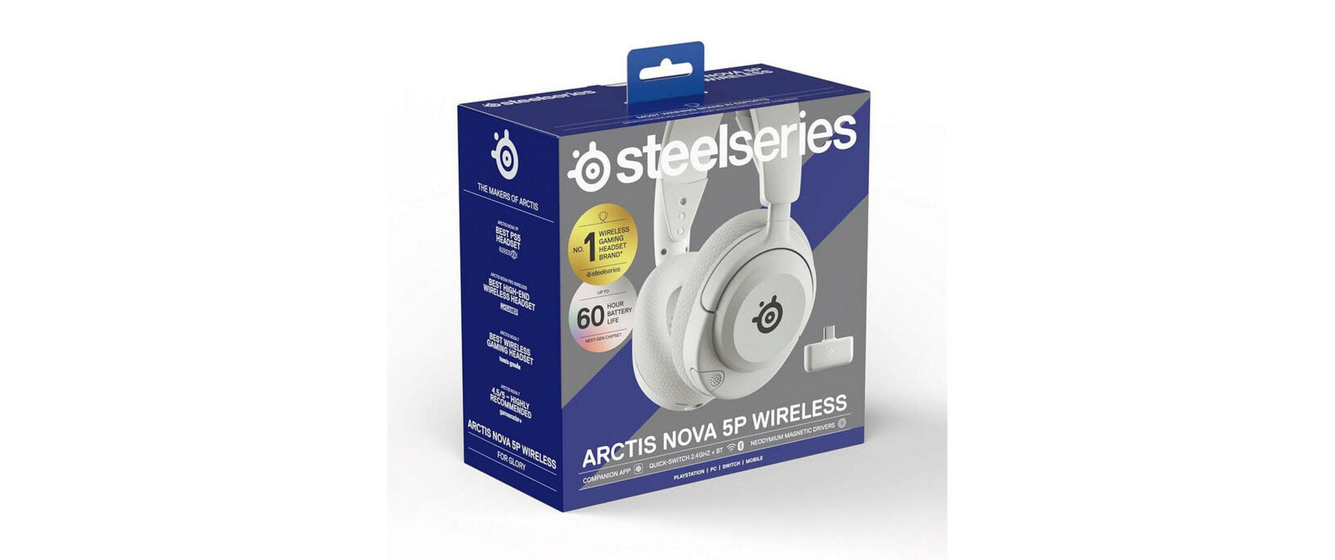 SteelSeries Arctis Nova 5P – Over-Ear Gaming-Headset – Bluetooth, ANC, Stummschaltung – Weiss – für PS4