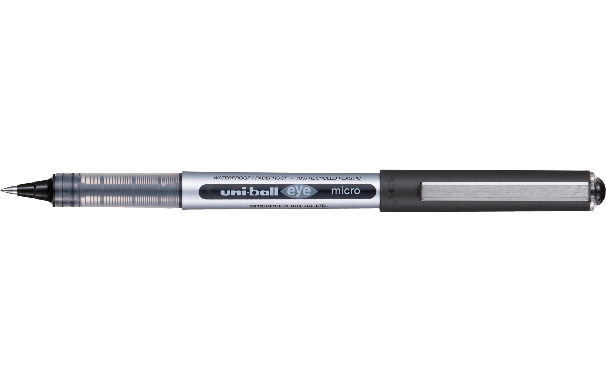 Uni-Ball eye micro ECO – Tintenroller, dokumentenecht, mit Kappe, 0,2 mm, schwarz