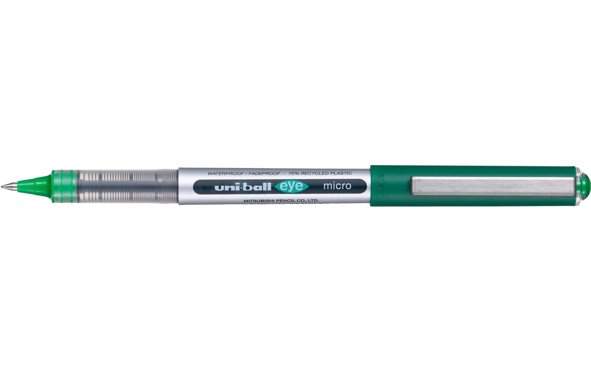 Uni-Ball eye micro ECO – Tintenroller, dokumentenecht, mit Kappe, 0,2 mm, grün
