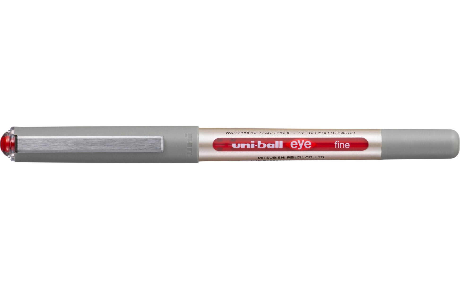 Uni-Ball eye fine ECO – Tintenroller, dokumentenecht, mit Kappe, 0,5 mm, rot, für Linkshänder