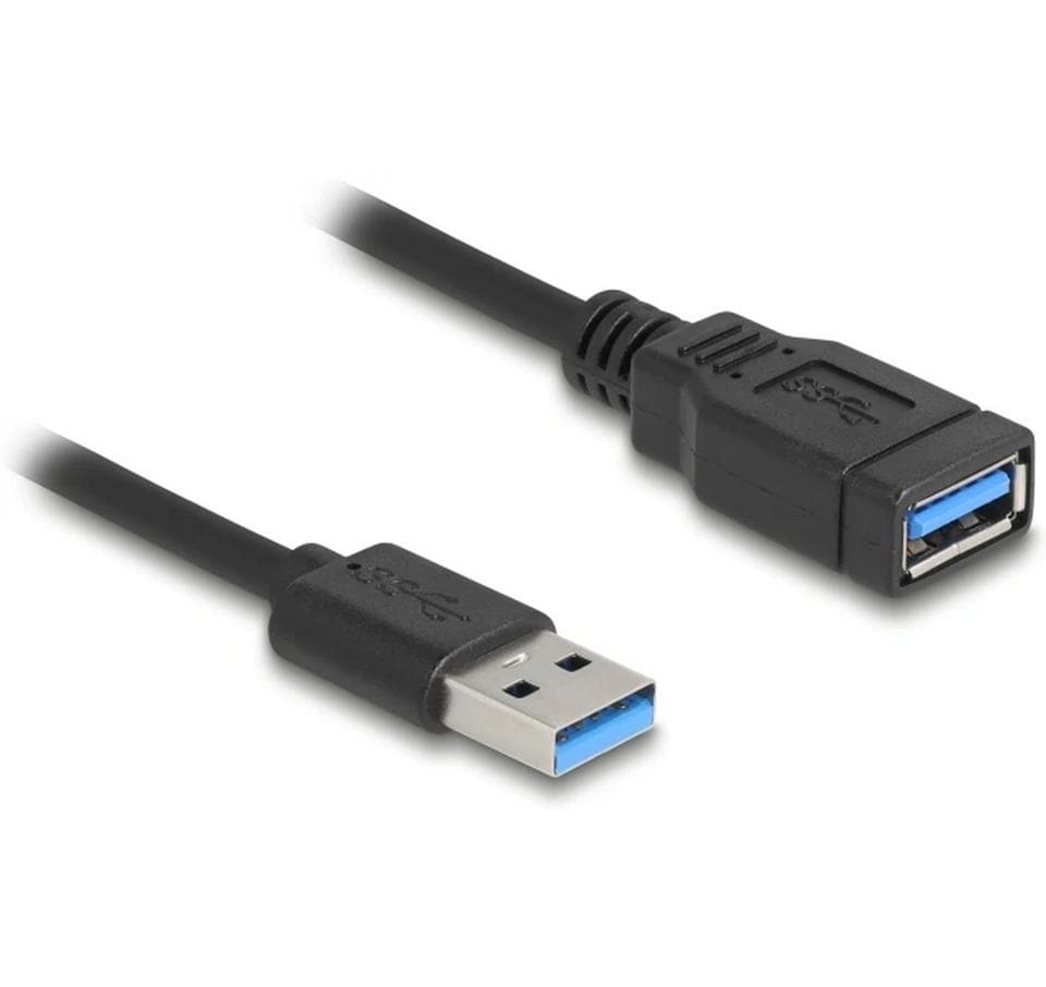 DeLOCK USB-A Verlängerungskabel (Stecker auf Buchse) – USB 3.2 Gen 1 – 0,6 m – Spiralkabel – Schwarz