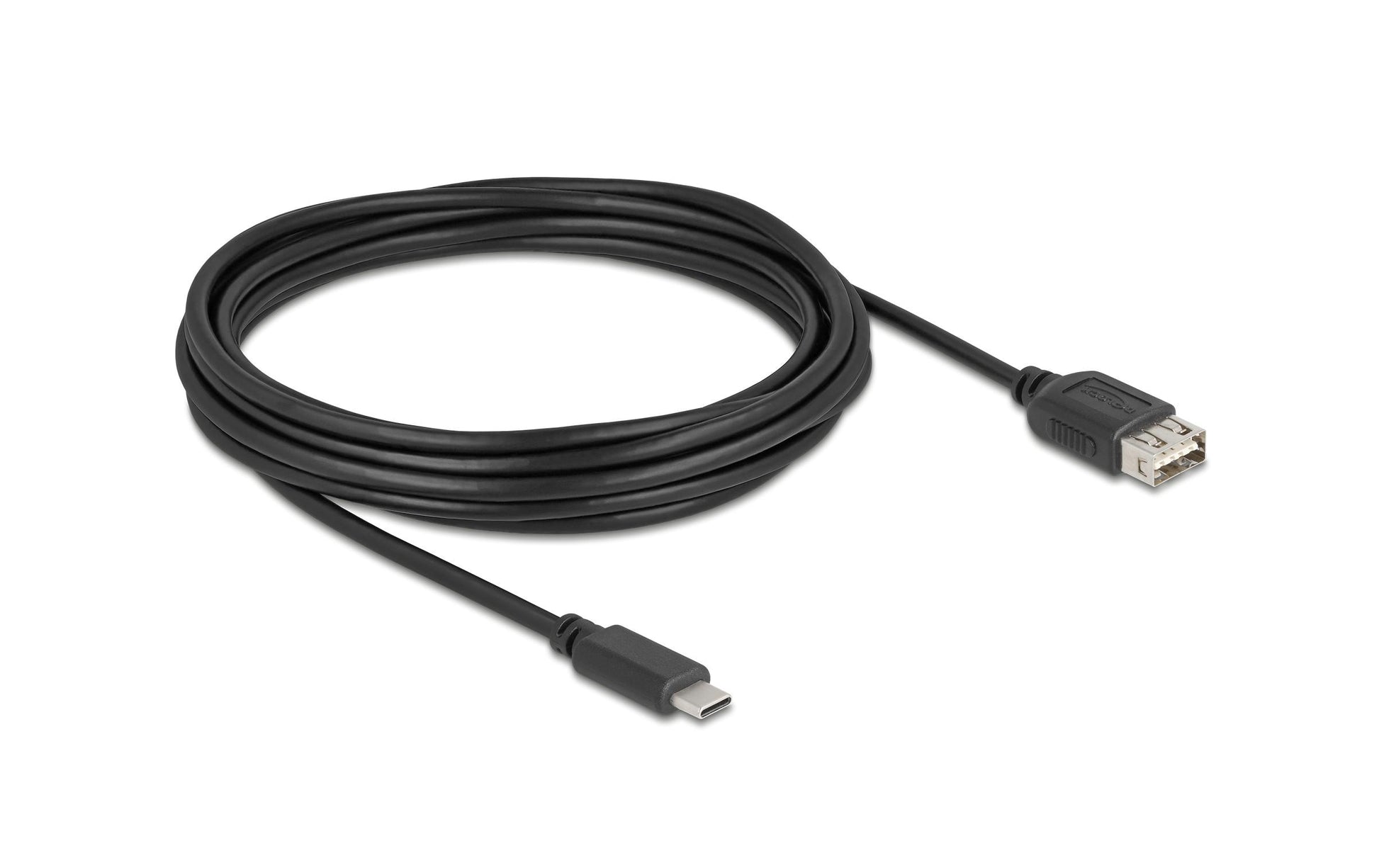 DeLOCK USB-C auf USB-A Verlängerungskabel (Stecker auf Buchse) – USB 2.0 (480 Mbit/s) – 5 m – Schwarz