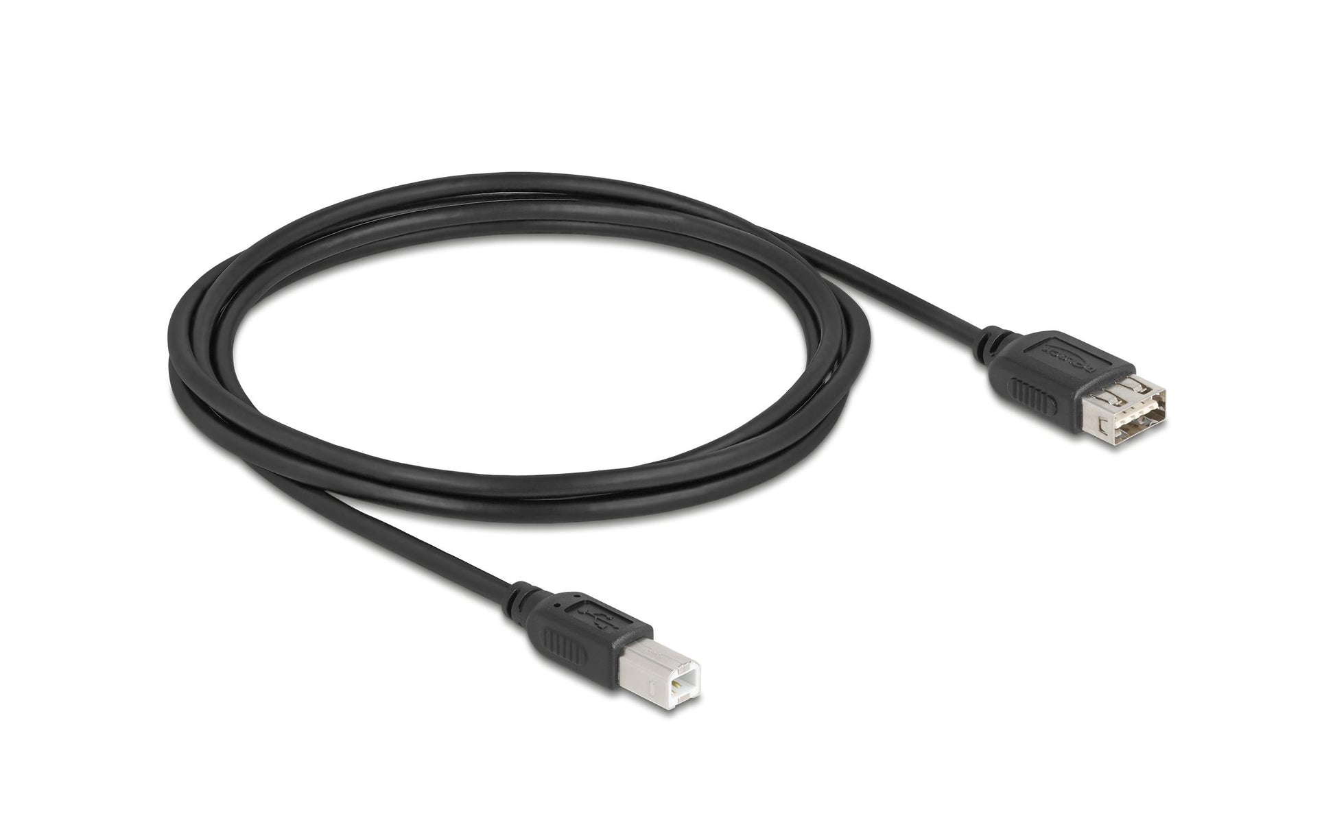DeLOCK USB-A auf USB-B Kabel – USB 2.0 (480 Mbit/s) – 2 m – USB-A beidseitig einsteckbar – Schwarz