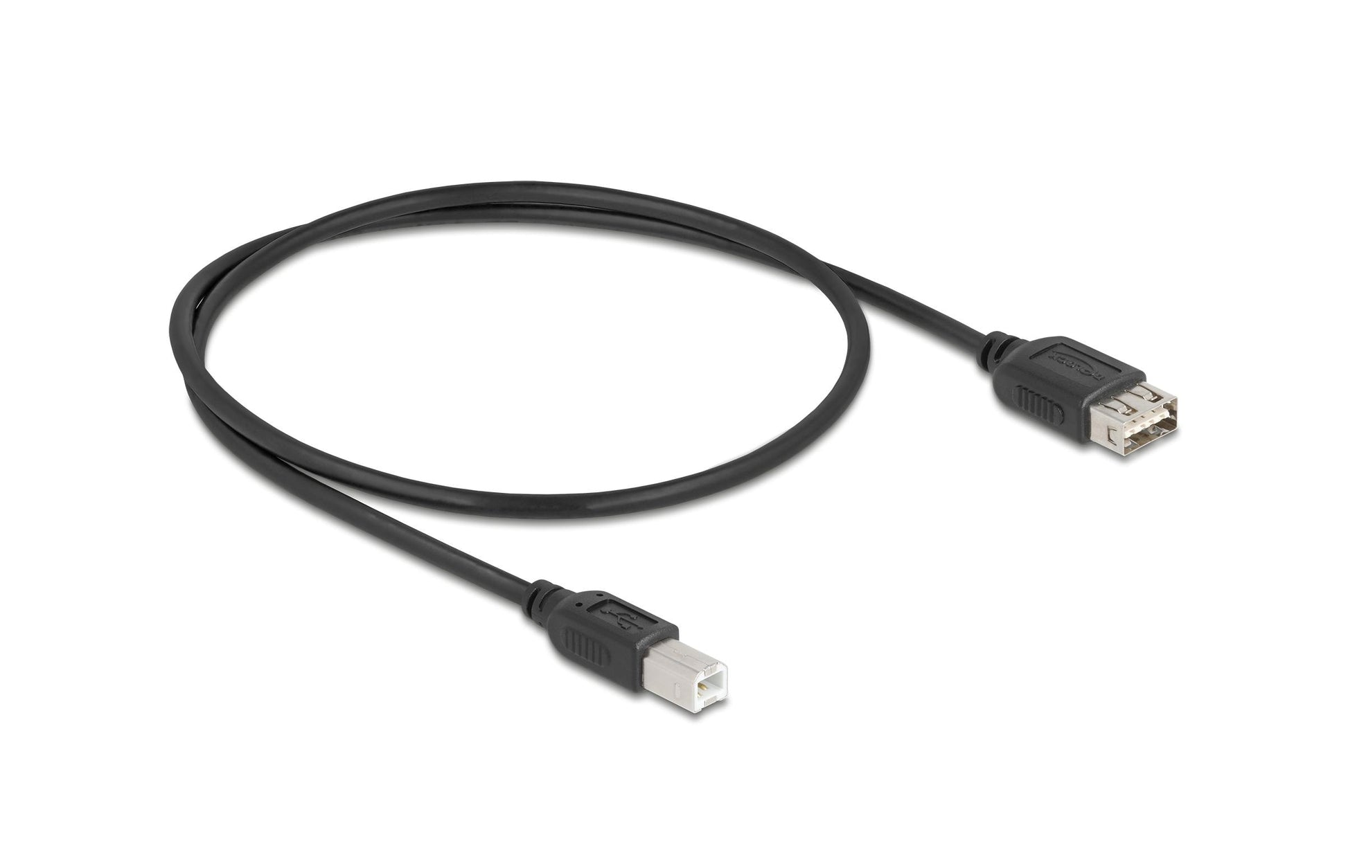 DeLOCK USB-A auf USB-B Kabel – USB 2.0 (480 Mbit/s) – 0,5 m – Goldstecker, beidseitig einsteckbar – Schwarz