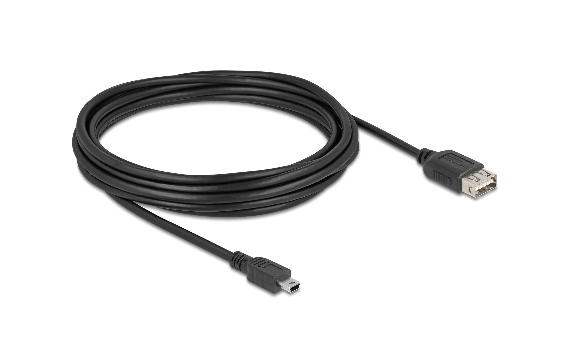 DeLOCK USB-A auf Mini-USB-B Kabel – USB 2.0 (480 Mbit/s) – 5 m – USB-A beidseitig einsteckbar, Goldstecker