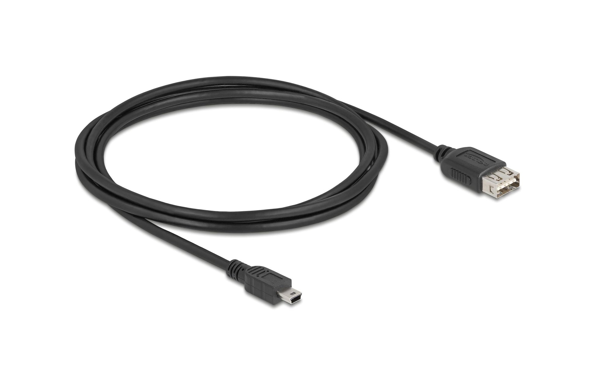 DeLOCK USB-A auf Mini-USB-B Kabel – USB 2.0 (480 Mbit/s) – 2 m – Goldstecker – Schwarz