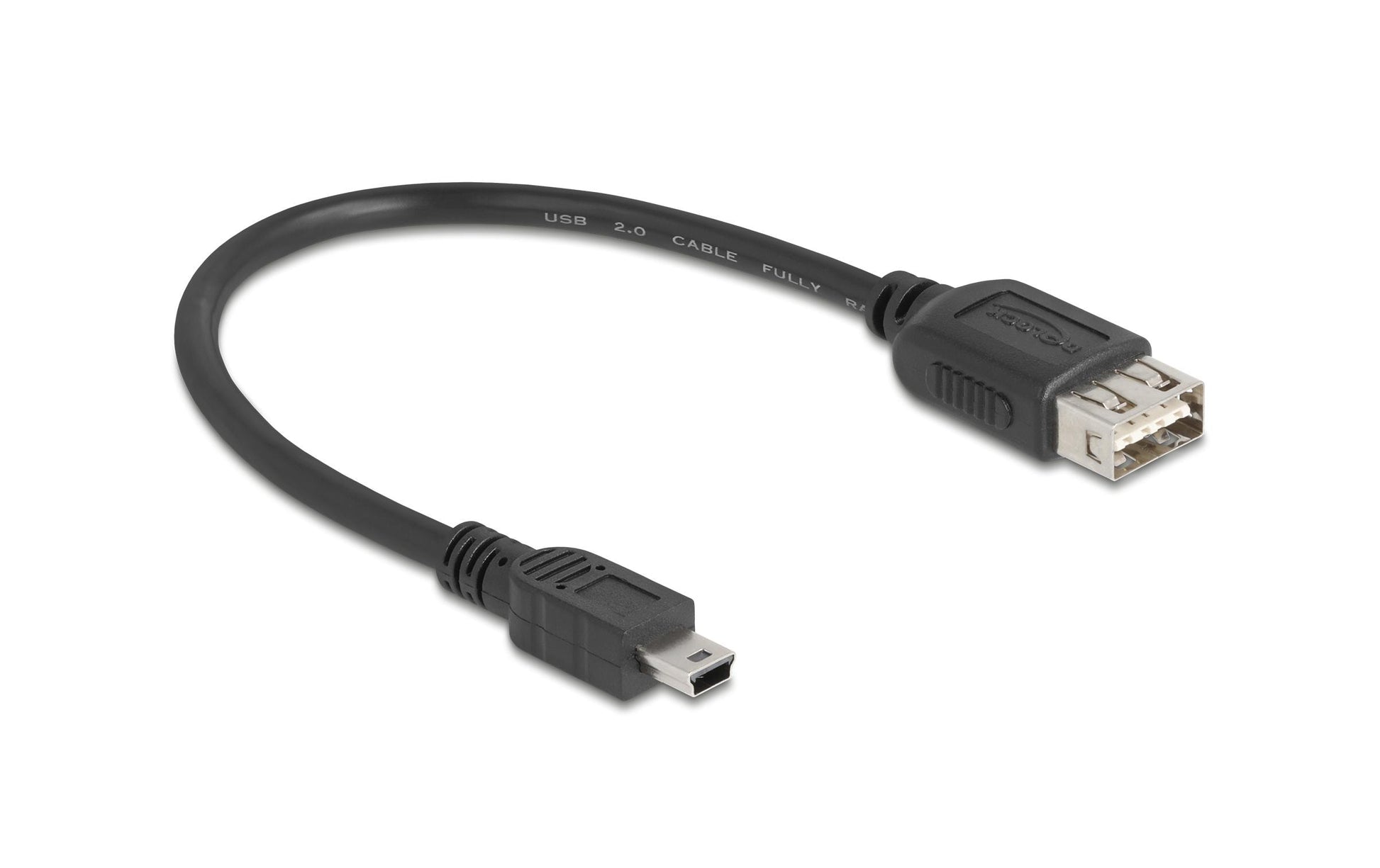 DeLOCK USB-A auf Mini-USB-B Kabel – USB 2.0 (480 Mbit/s) – 0,2 m – Umkehrbarer USB-A-Stecker – Schwarz
