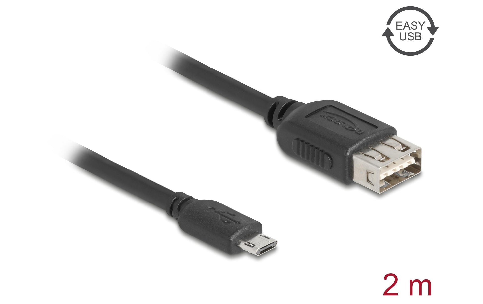 DeLOCK USB-A auf Micro-USB-B Kabel – USB 2.0 (480 Mbit/s) – 2 m – Goldkontakte – Schwarz