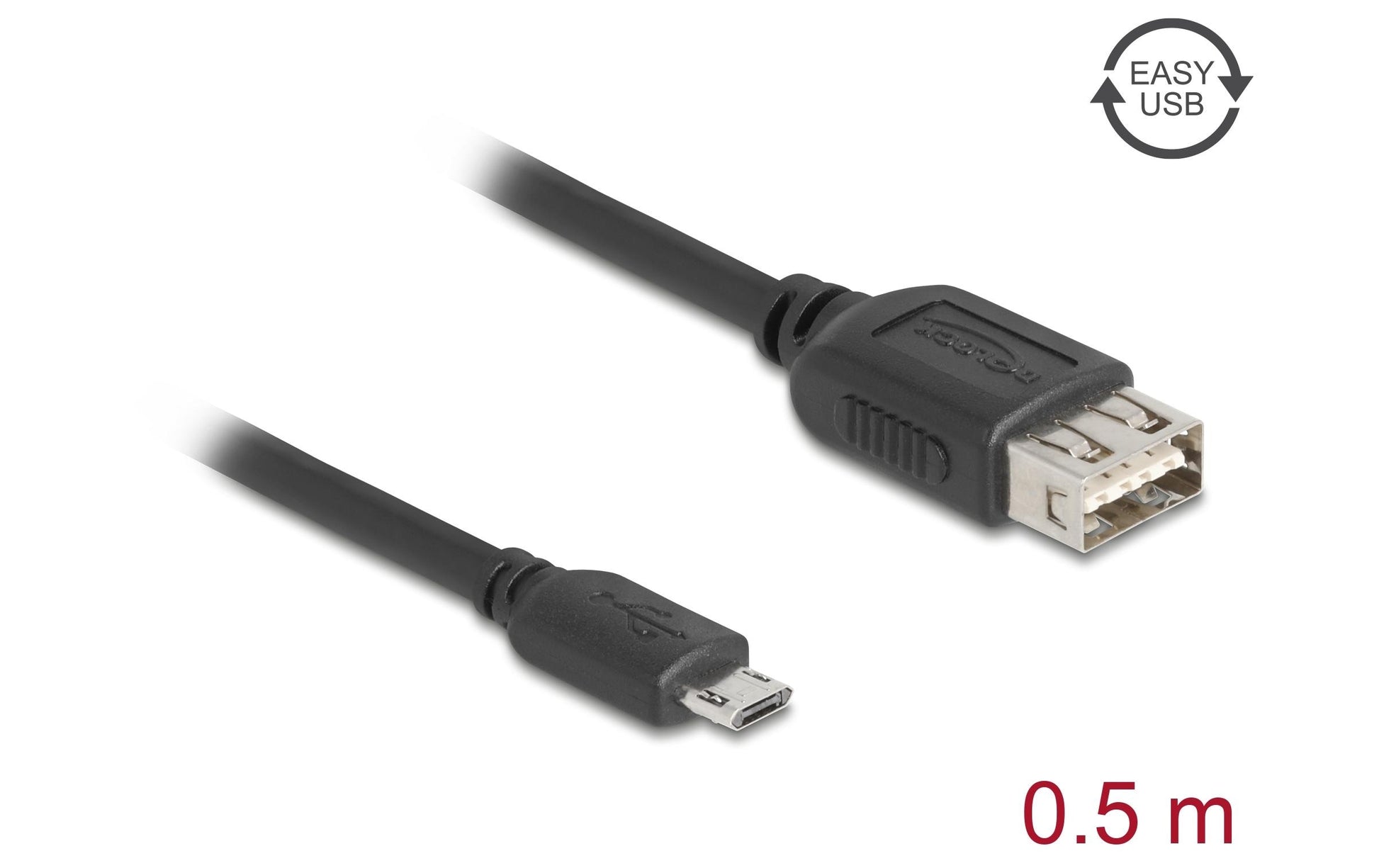 DeLOCK USB-A auf Micro-USB-B Kabel – USB 2.0 (480 Mbit/s) – 0,5 m – Schwarz