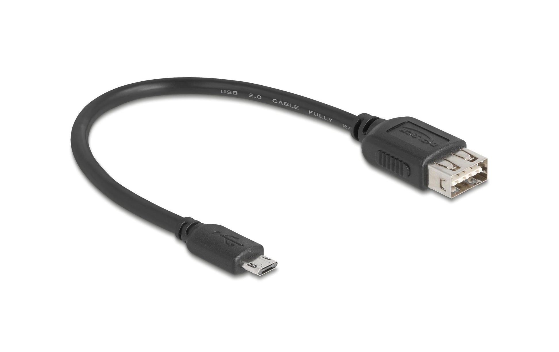DeLOCK USB-A auf Micro-USB-B Kabel – USB 2.0 (480 Mbit/s) – 0,2 m – Vergoldete Kontakte – Schwarz