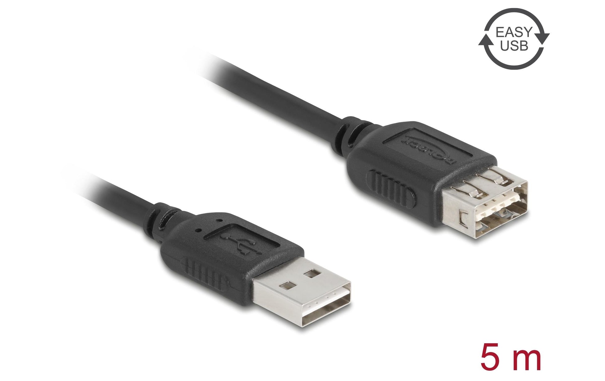 DeLOCK USB-A Verlängerungskabel (Stecker auf Buchse) – USB 2.0 (480 Mbit/s) – 5 m – Schwarz